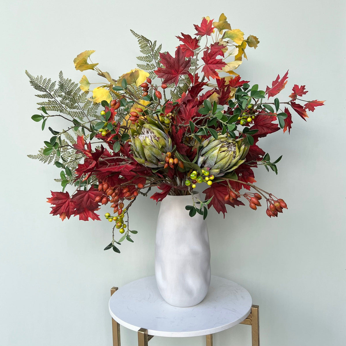 Realistic Gathered Leaves Artificial Flower Arrangement by The Faux Flower Company