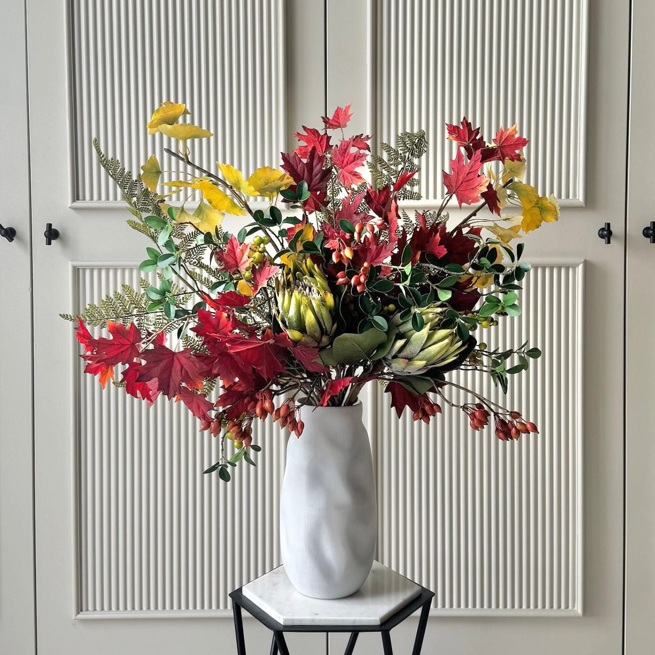 Artificial flowers luxury lifelike faux Gathered Leaves Artificial Flower Arrangement realistic silk buy online from The Faux Flower Company GATHERED LEAVES AR