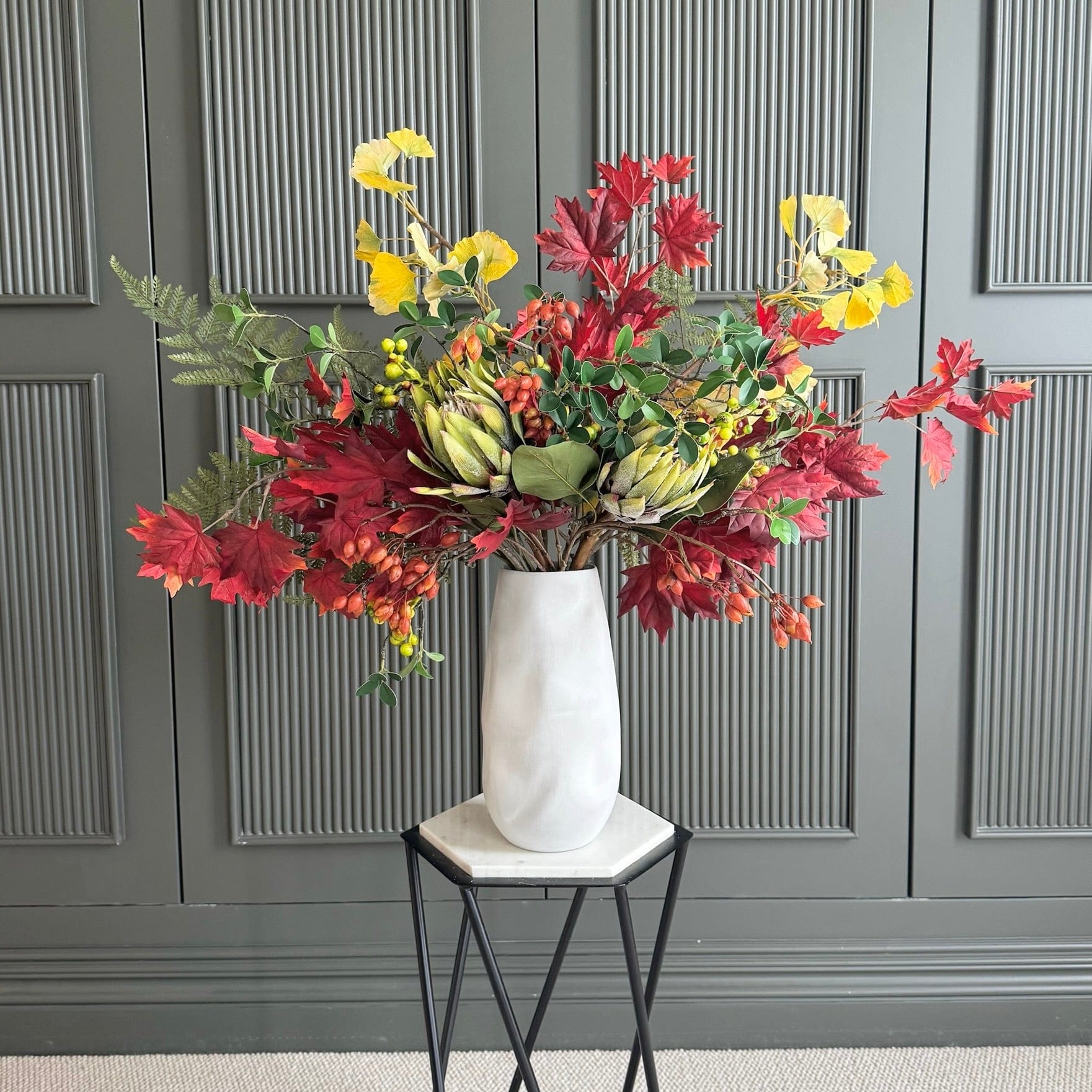 Artificial flowers luxury lifelike faux Gathered Leaves Artificial Flower Arrangement realistic silk buy online from The Faux Flower Company GATHERED LEAVES AR