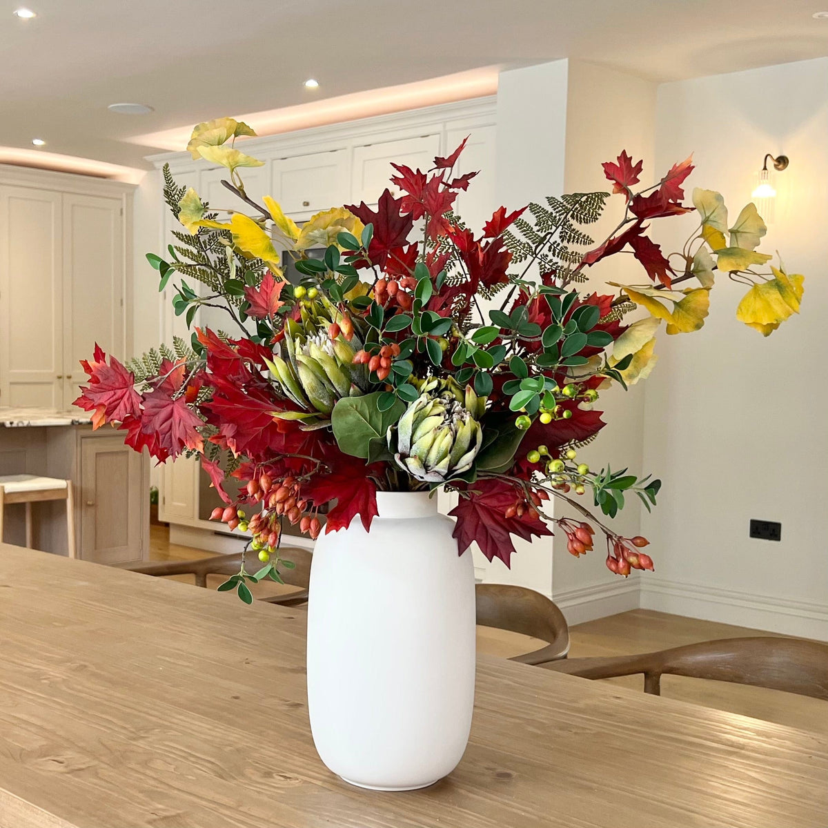 Realistic Gathered Leaves Artificial Flower Arrangement by The Faux Flower Company