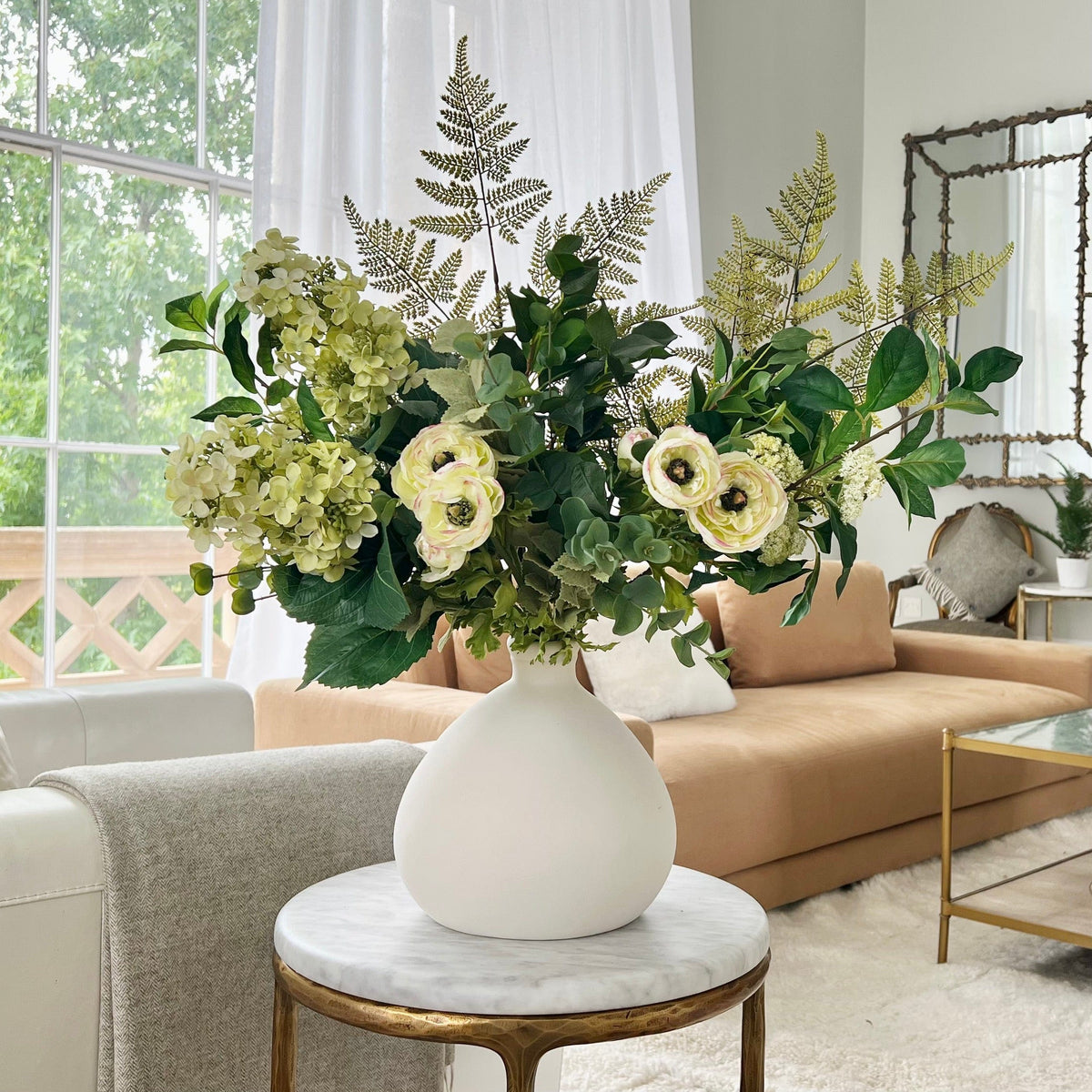 Realistic Green Light Artificial Flower Arrangement by The Faux Flower Company