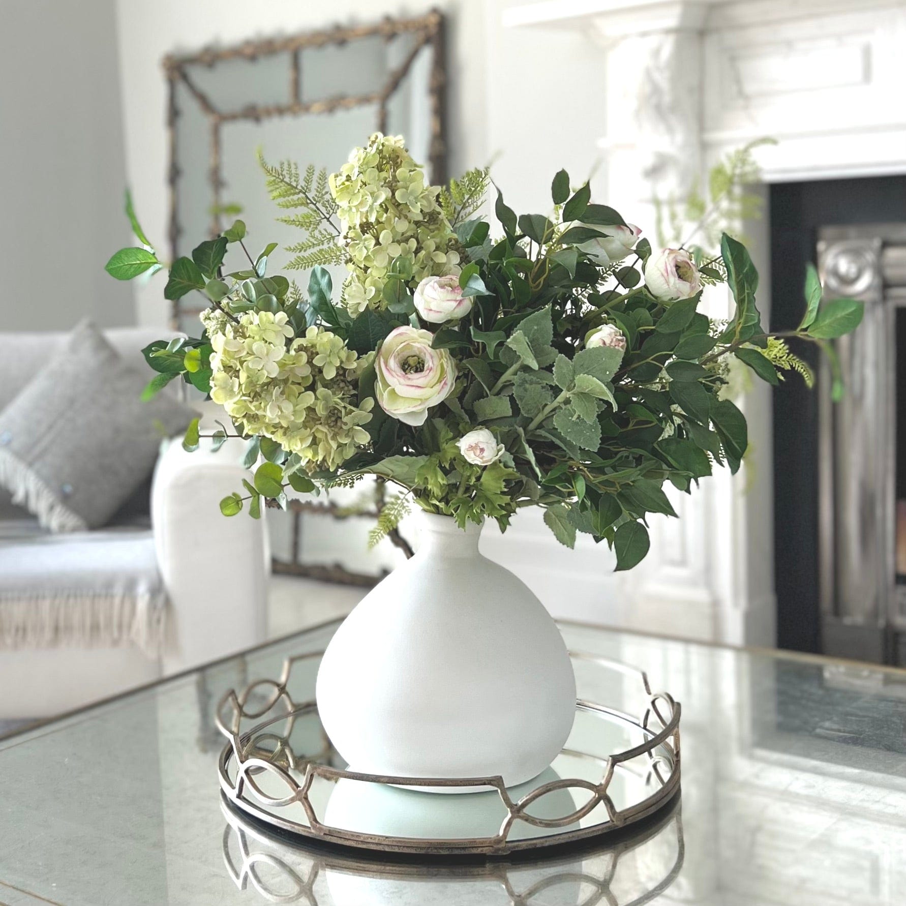 Artificial flowers luxury lifelike faux Green Light Artificial Flower Bouquet realistic silk bouquet buy online from The Faux Flower Company