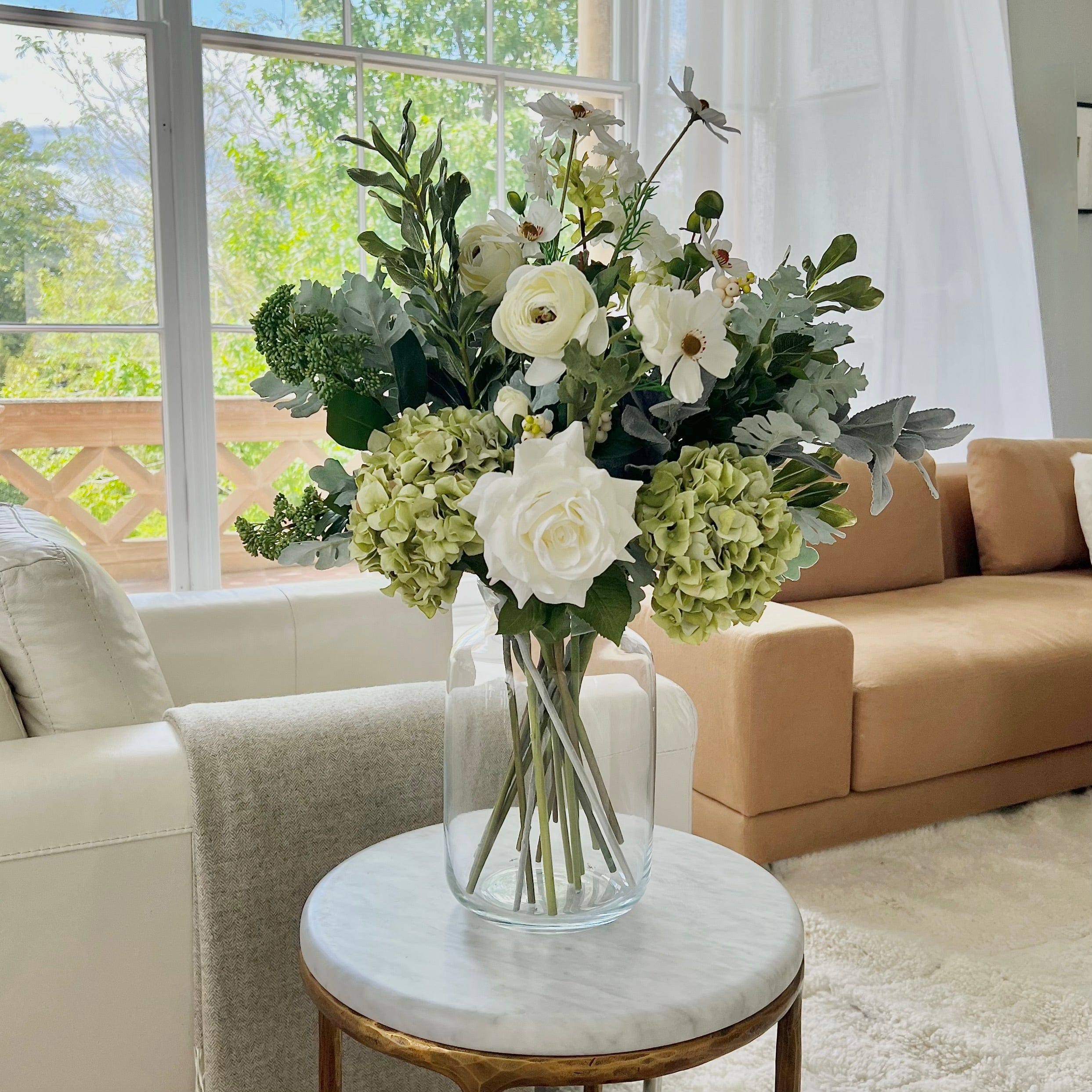 Artificial flowers luxury lifelike faux Green Pastures Artificial Flower Bouquet realistic silk bouquet buy online from The Faux Flower Company