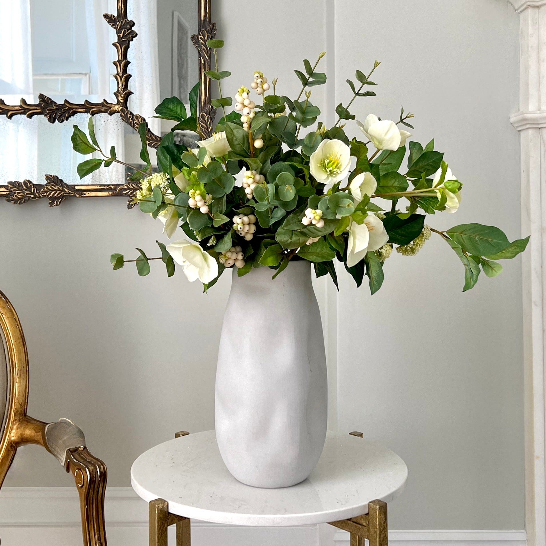 Artificial flowers luxury lifelike faux Hellebore & Berries Artificial Arrangement realistic silk bouquet buy online from The Faux Flower Company