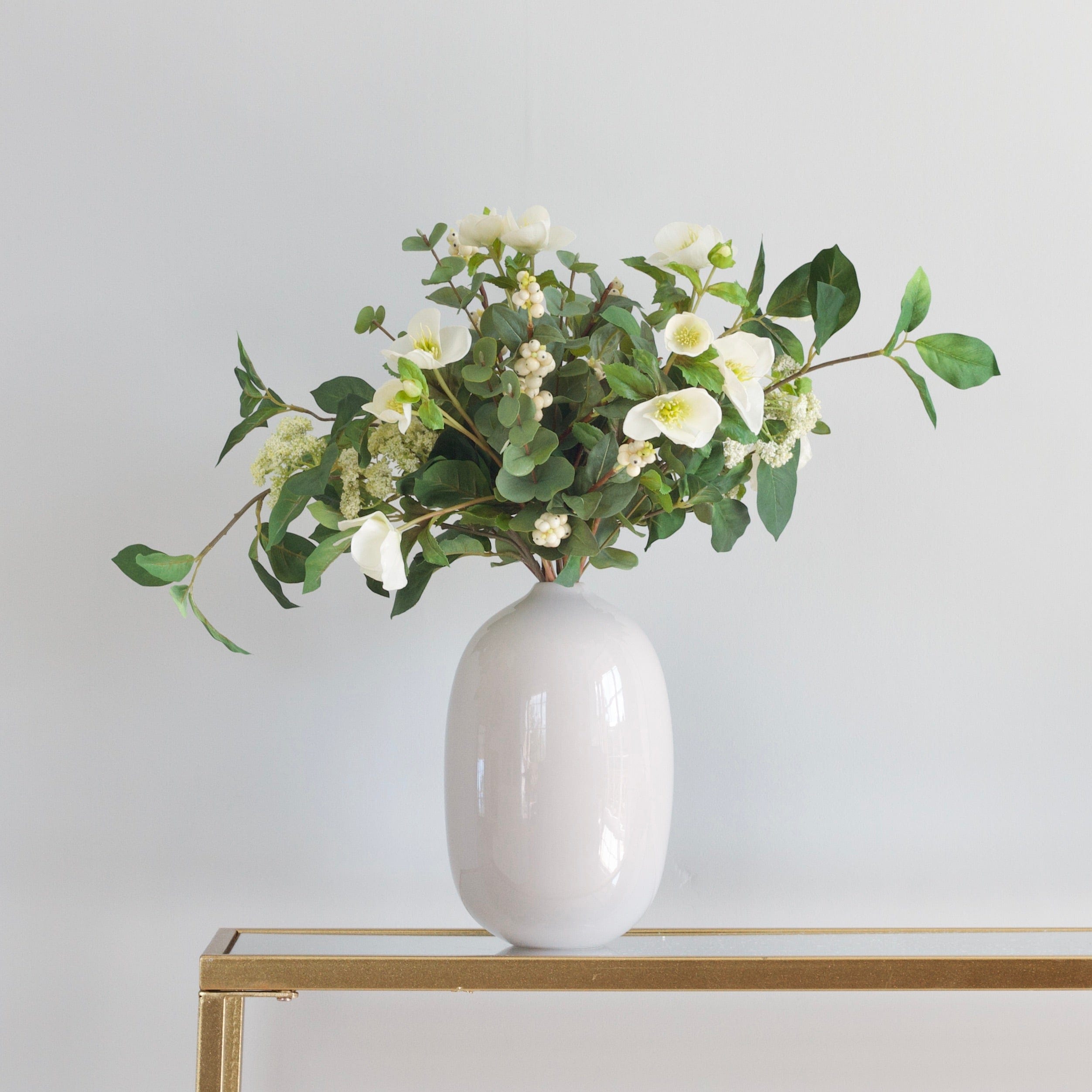 Artificial flowers luxury lifelike faux Hellebore & Berries Artificial Arrangement realistic silk bouquet buy online from The Faux Flower Company