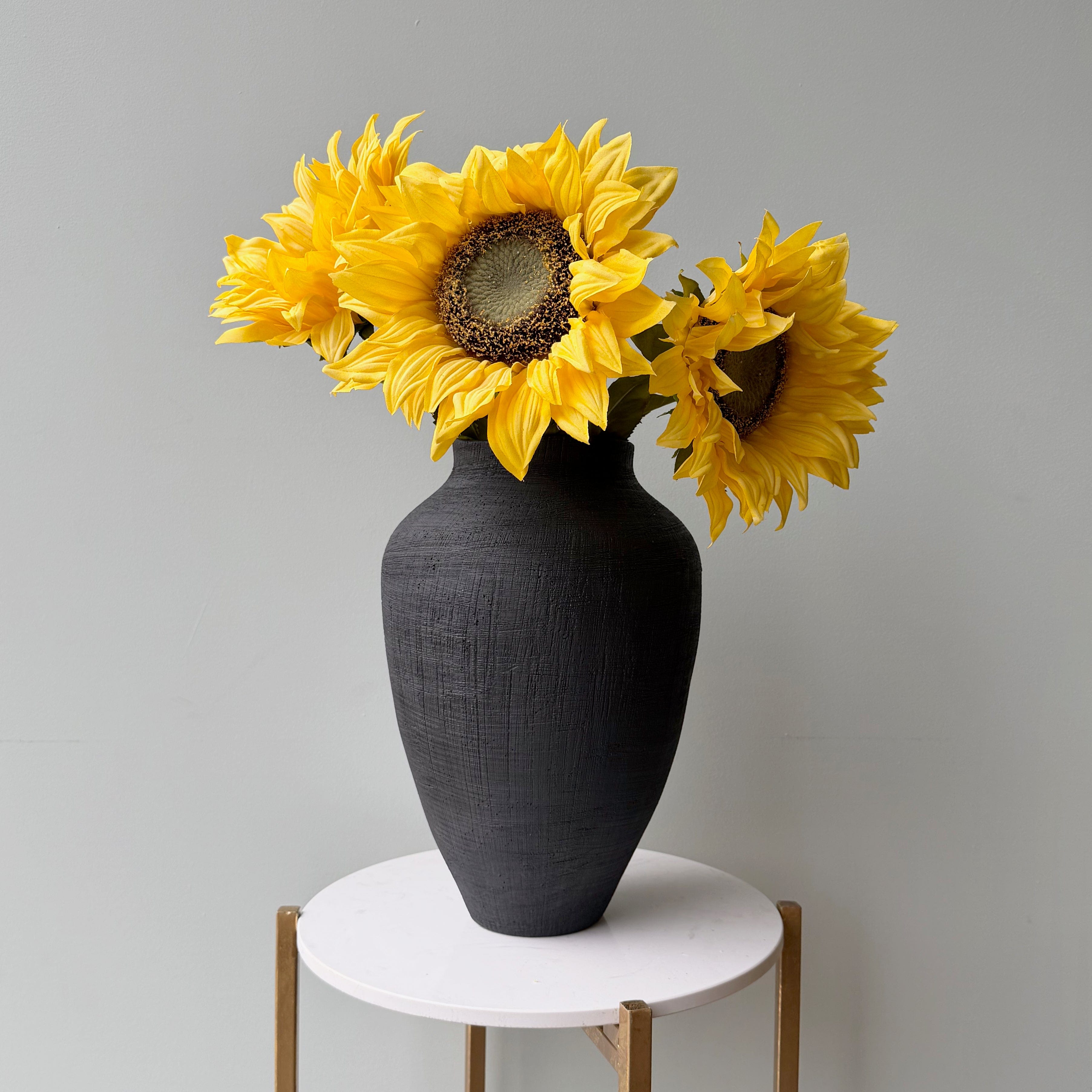 Artificial flowers luxury lifelike faux Large Black Textured Vase realistic silk buy online from The Faux Flower Company AHCH-0950