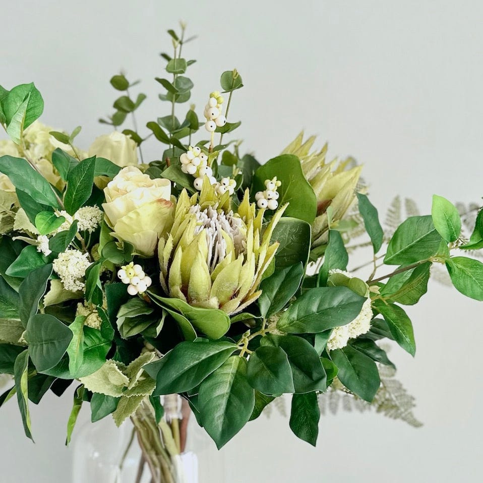 Artificial flowers luxury lifelike faux Nice & Native Artificial Flower Bouquet & Large Glass Vase Set realistic silk Bundle buy online from The Faux Flower Company NATIVE AR + ABV2253