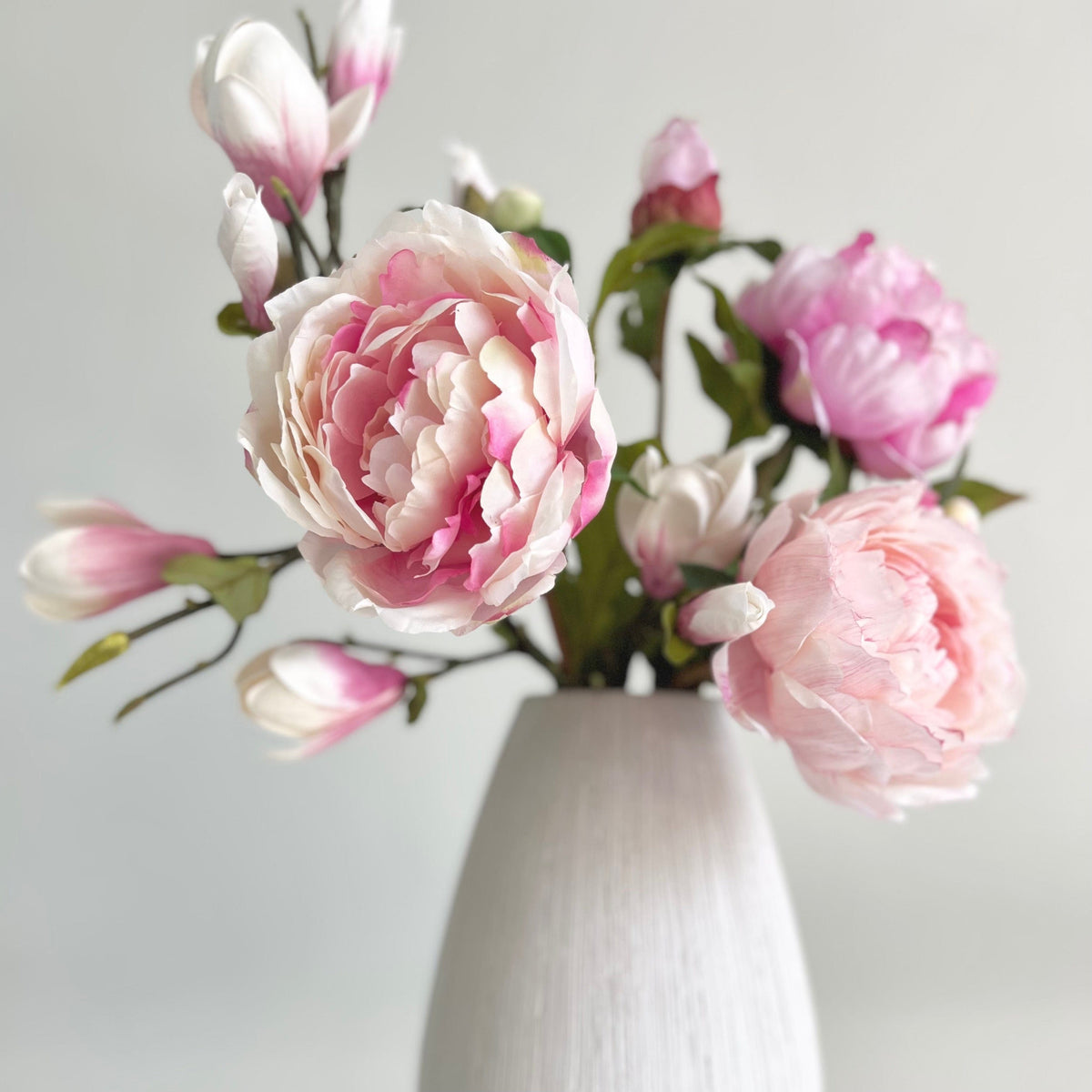 Realistic Pink Peony & Magnolia Arrangement by The Faux Flower Company