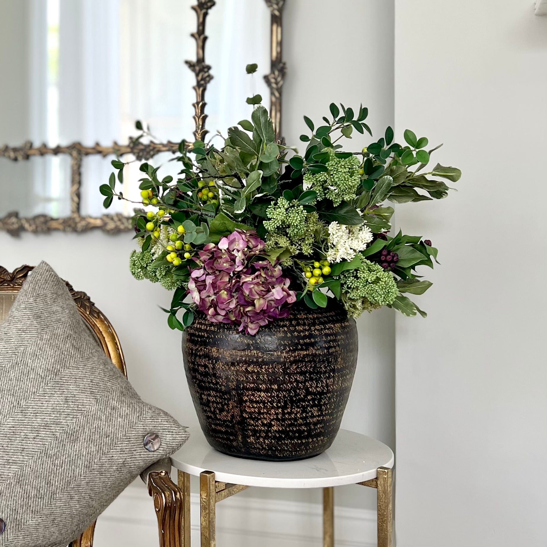 Artificial flowers luxury lifelike faux Purple Autumnal Aura Bouquet realistic silk bouquet buy online from The Faux Flower Company