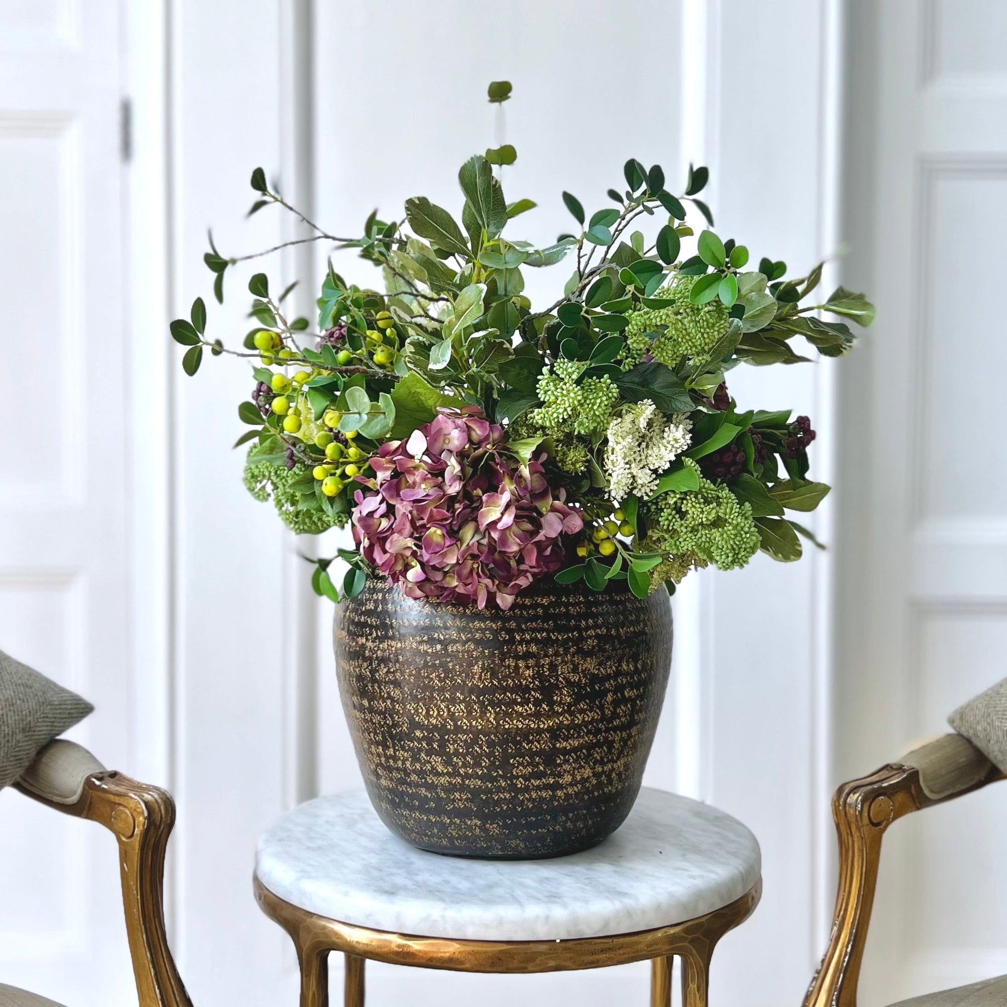 Artificial flowers luxury lifelike faux Purple Autumnal Aura Bouquet realistic silk bouquet buy online from The Faux Flower Company