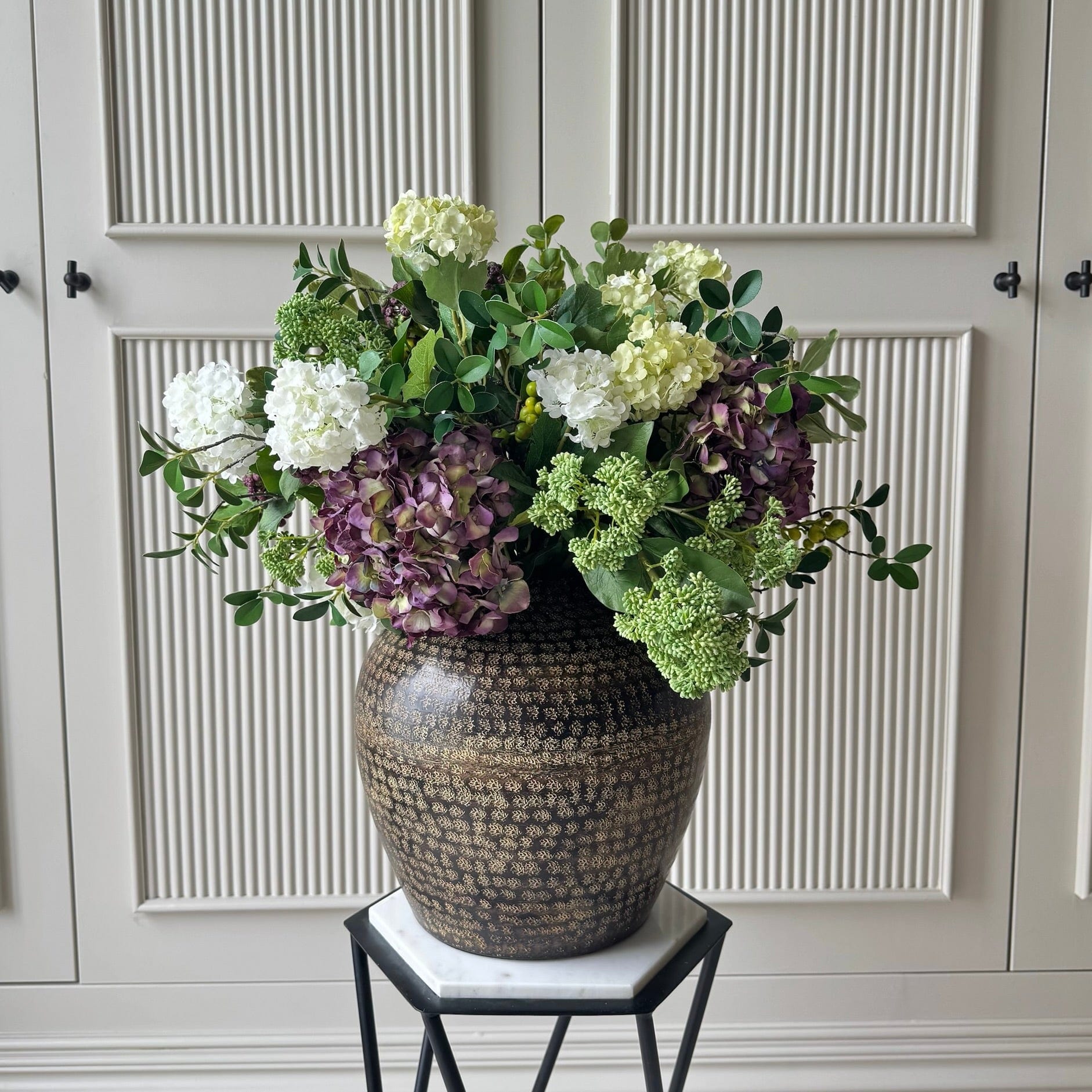 Artificial flowers luxury lifelike faux Purple Autumnal Aura Bouquet realistic silk bouquet buy online from The Faux Flower Company