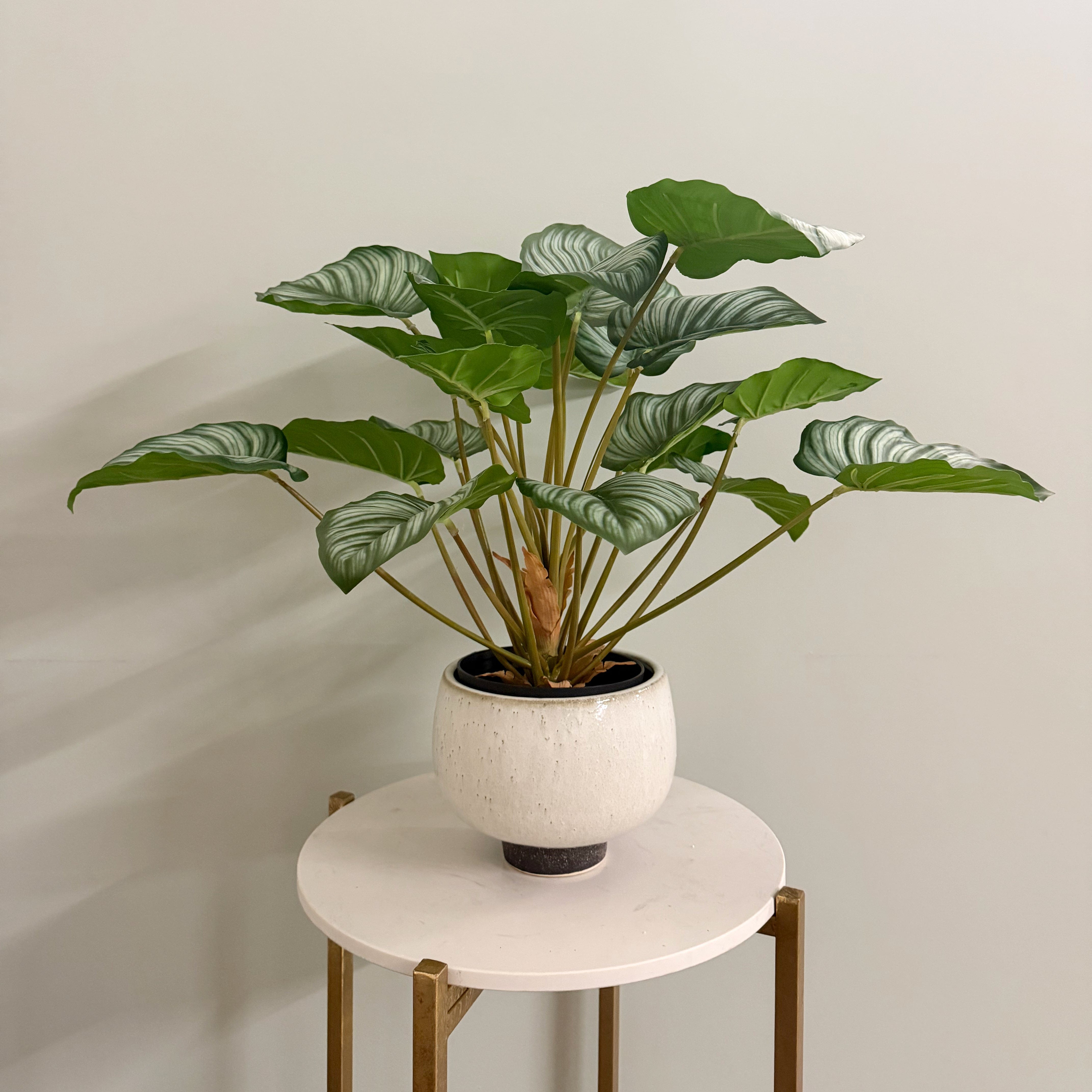 Artificial flowers luxury lifelike faux Round Cream Speckle Planter realistic silk buy online from The Faux Flower Company AHCH-0340