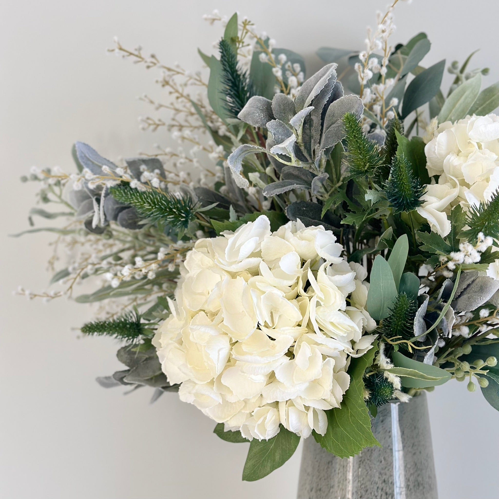 Artificial flowers luxury lifelike faux Sage and Silver Artificial Flower Arrangement realistic silk bouquet buy online from The Faux Flower Company