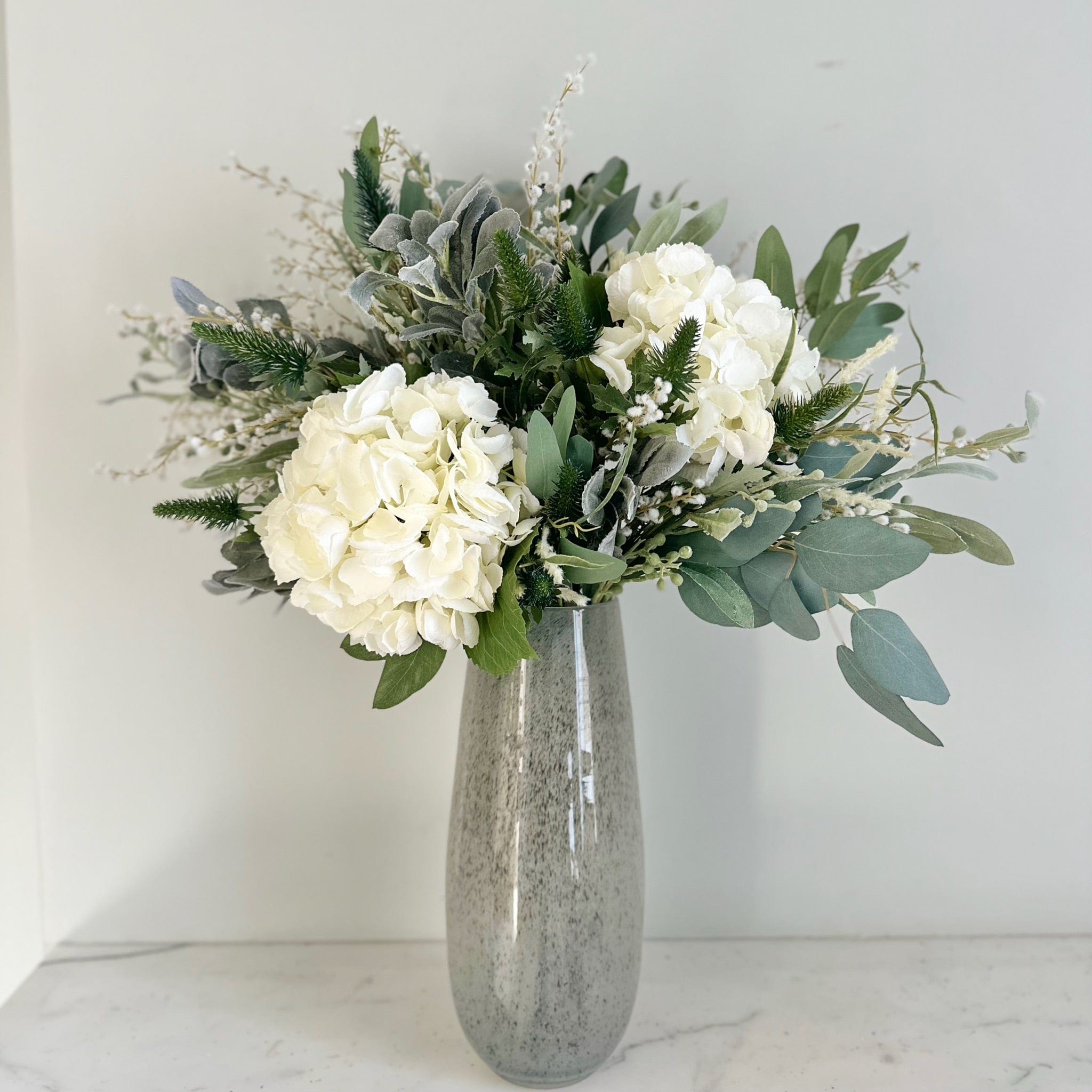 Artificial flowers luxury lifelike faux Sage and Silver Artificial Flower Arrangement realistic silk bouquet buy online from The Faux Flower Company