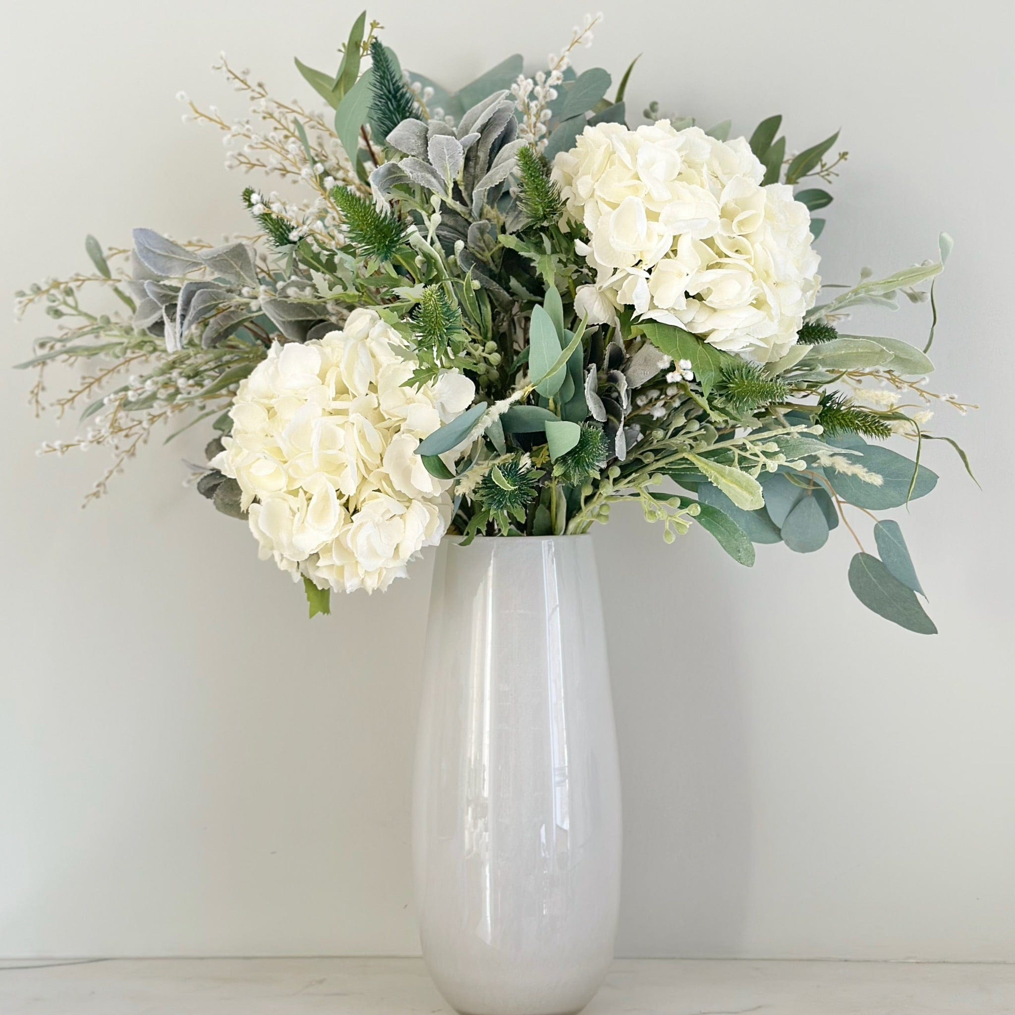 Artificial flowers luxury lifelike faux Sage and Silver Artificial Flower Arrangement realistic silk bouquet buy online from The Faux Flower Company
