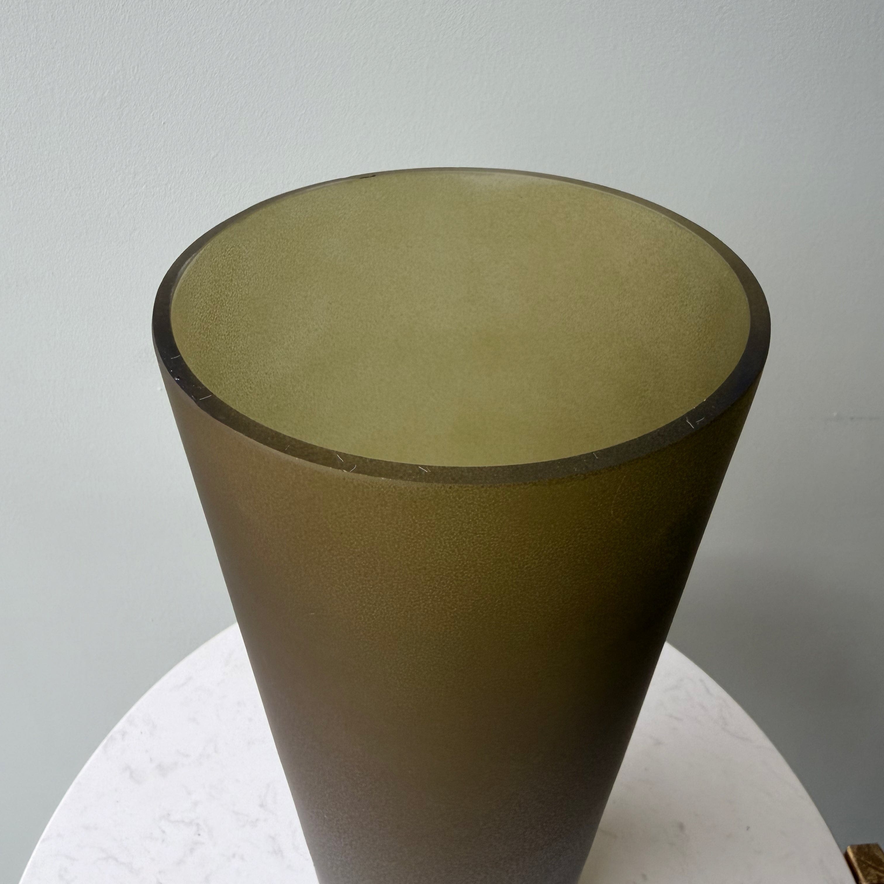 Artificial flowers luxury lifelike faux Smokey Olive Glass Fluted Vase realistic silk buy online from The Faux Flower Company AHCH-0820