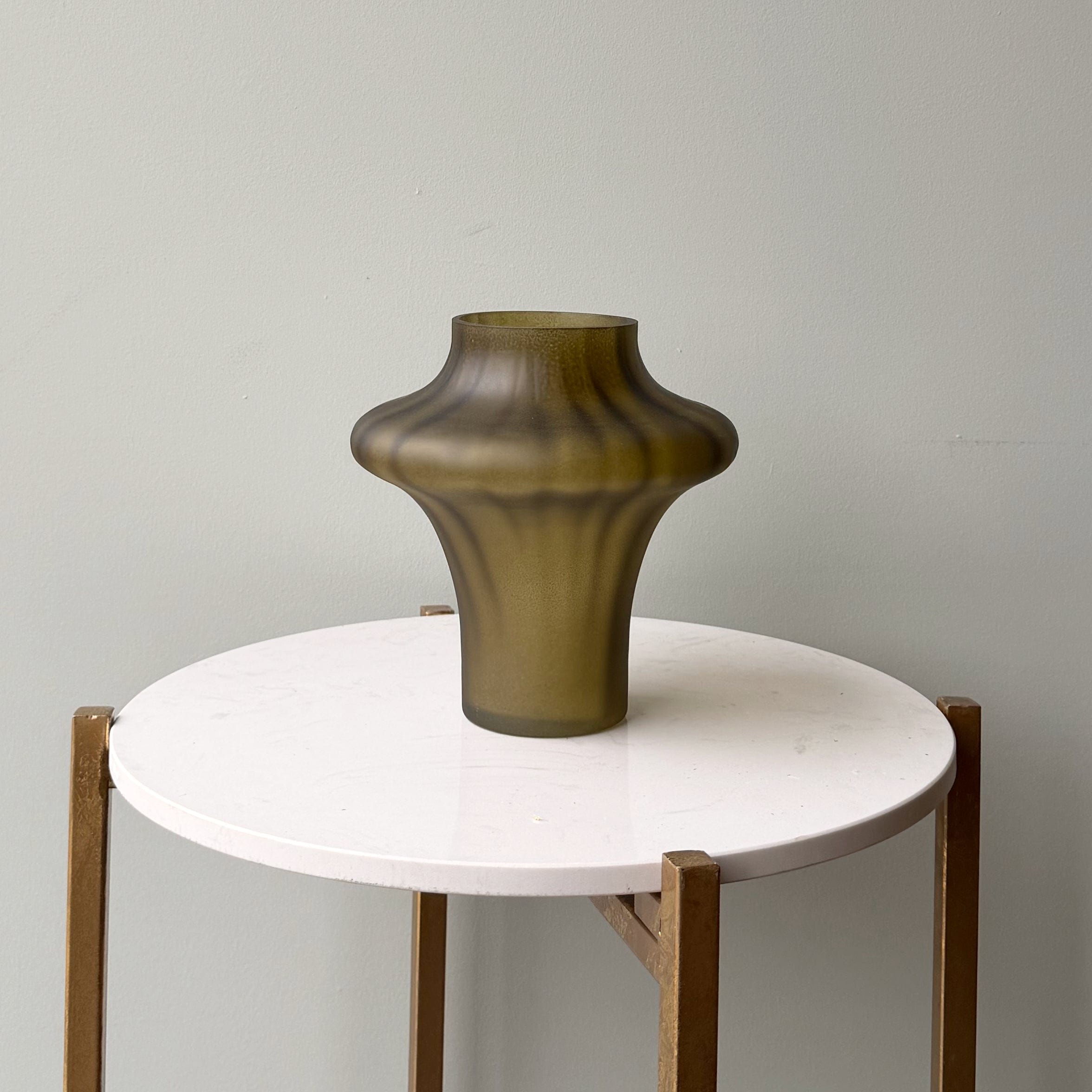 Artificial flowers luxury lifelike faux Smokey Olive Glass Sculptured Vase realistic silk buy online from The Faux Flower Company AHCH-0880