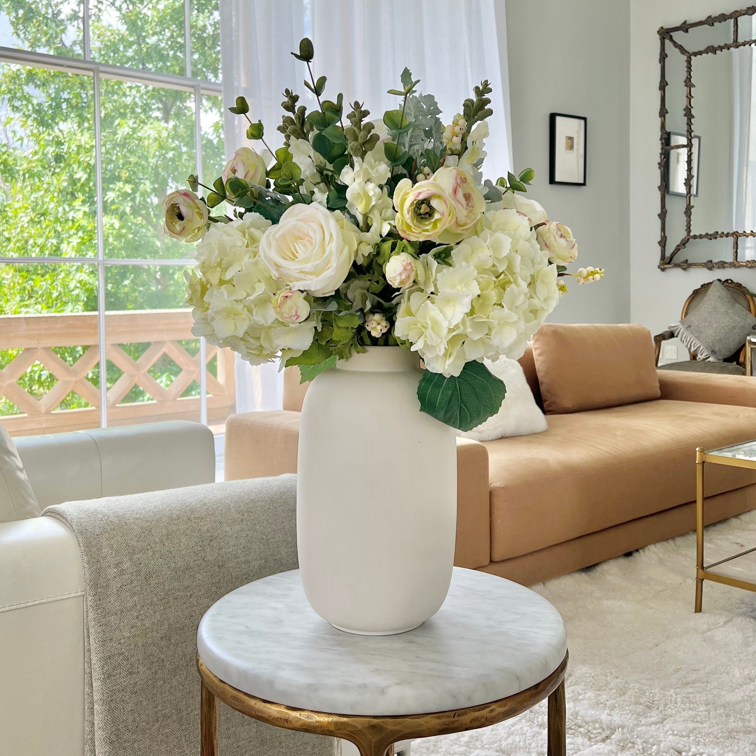 Artificial flowers luxury lifelike faux Snowberry Bliss Artificial Flower Bouquet realistic silk bouquet buy online from The Faux Flower Company