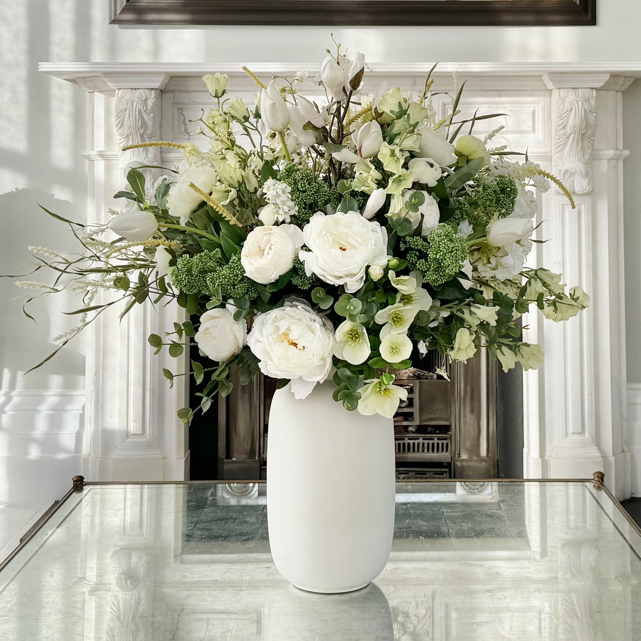 Artificial flowers luxury lifelike faux Spring Splendour Bouquet & Kingham Vase Set realistic silk Bundle buy online from The Faux Flower Company SPRING SPLENDOUR BQ + ABP04B3