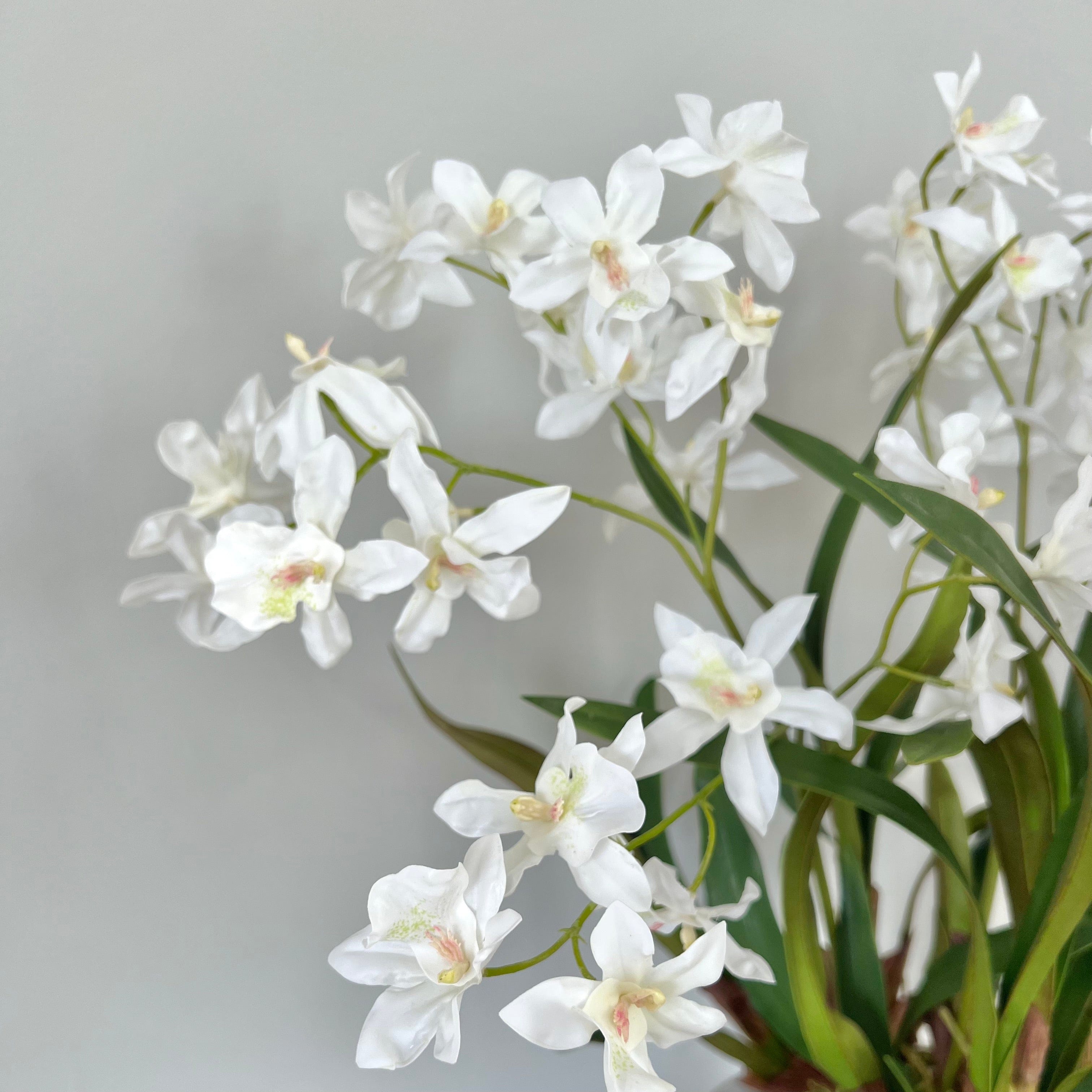 Artificial flowers luxury lifelike faux White Artificial Dendrobium Orchid Plant realistic silk Plants buy online from The Faux Flower Company ABY2062WH