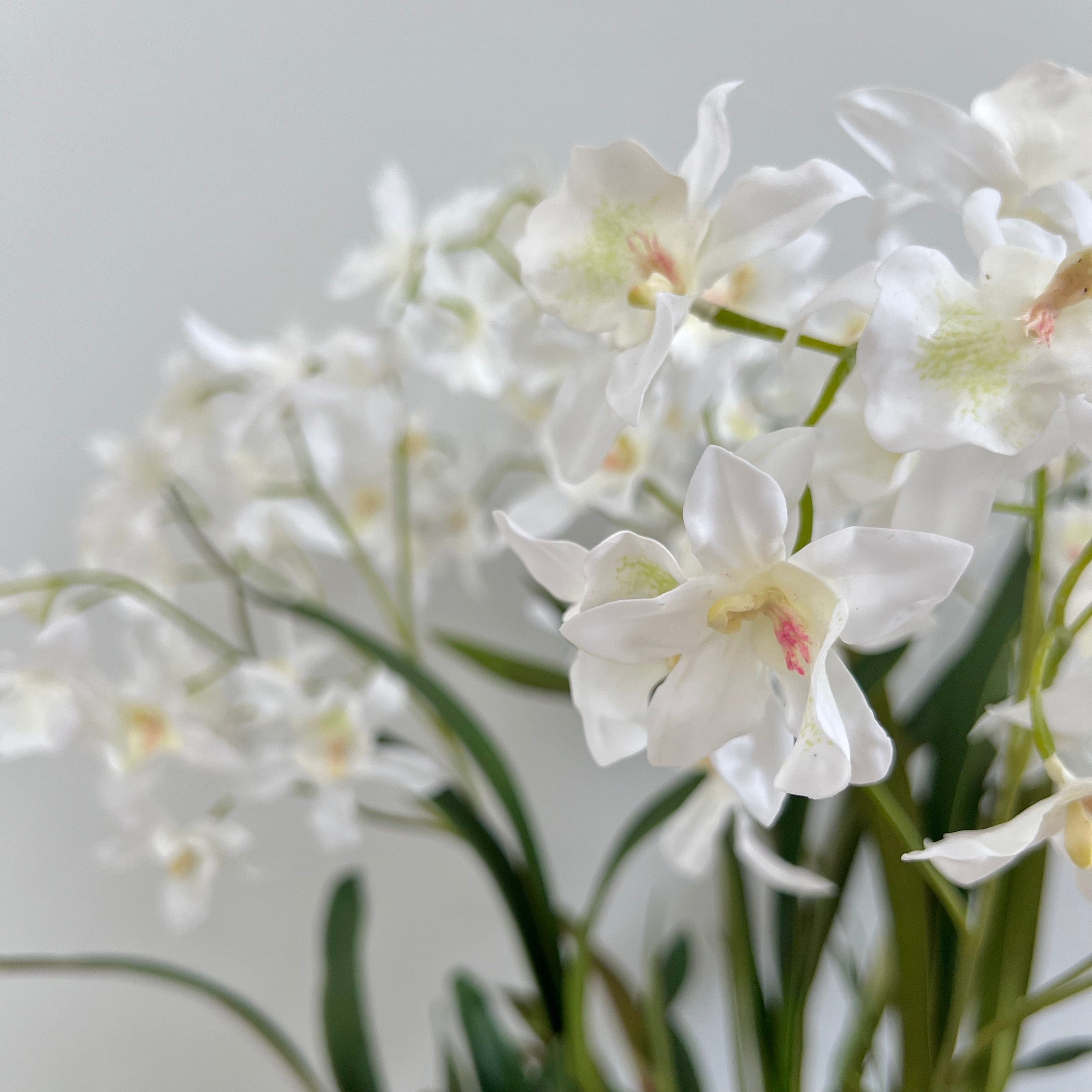 Artificial flowers luxury lifelike faux White Artificial Dendrobium Orchid Plant realistic silk Plants buy online from The Faux Flower Company ABY2062WH