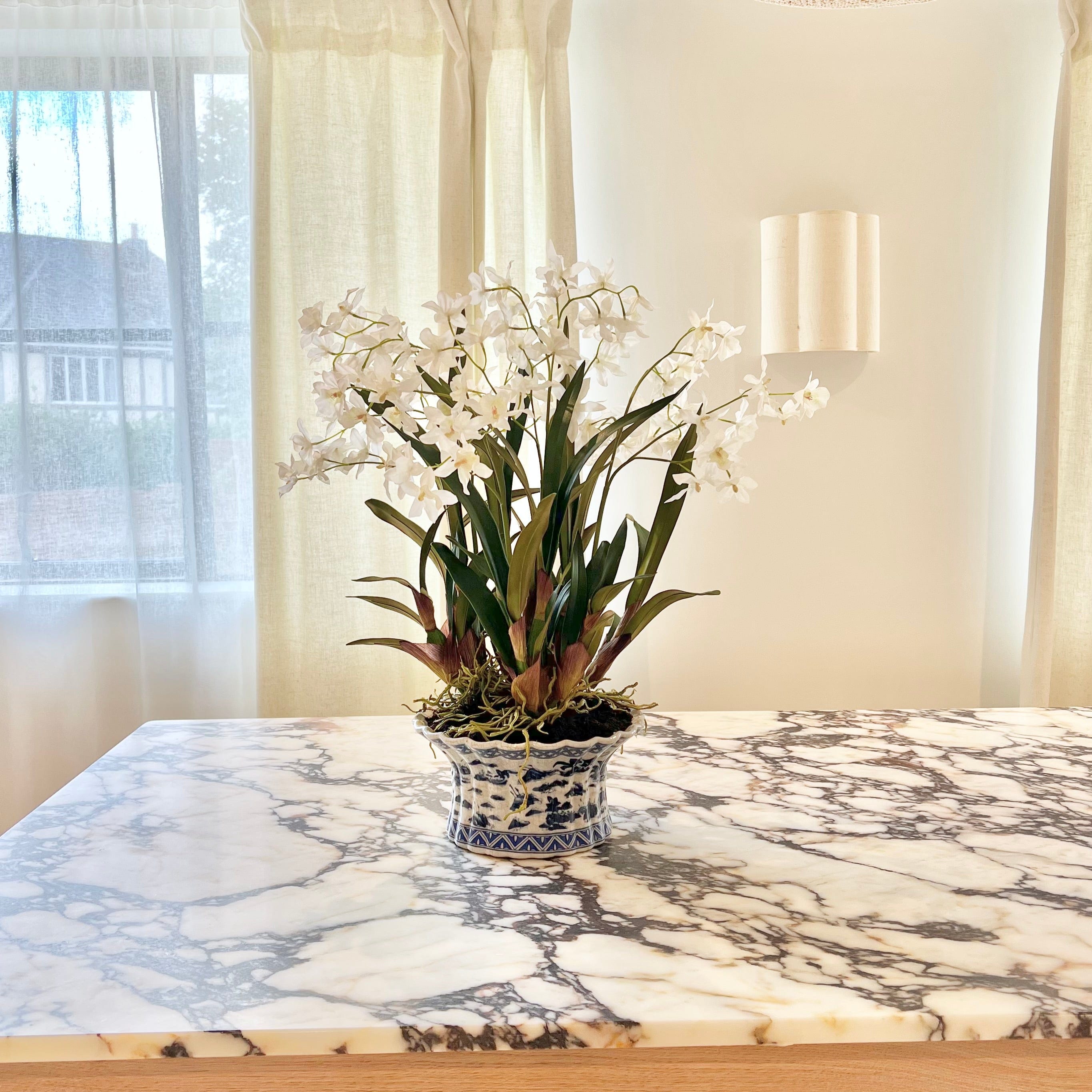 Artificial flowers luxury lifelike faux White Artificial Dendrobium Orchid Plant realistic silk Plants buy online from The Faux Flower Company ABY2062WH