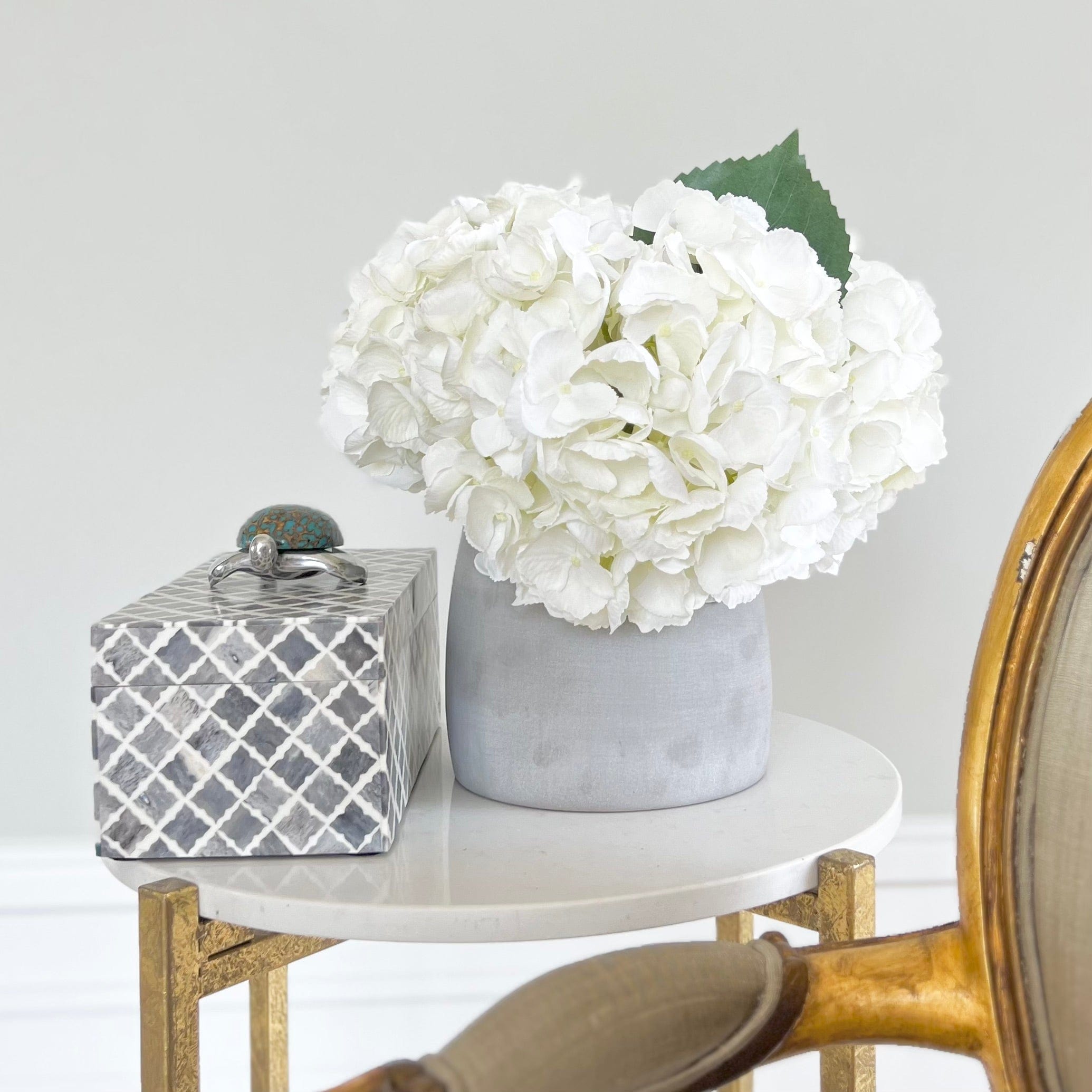 Artificial flowers luxury lifelike faux White Artificial Hydrangea Bouquet realistic silk bouquet buy online from The Faux Flower Company ABX5001WH-36-3