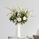 White Peony & Orchid Artificial Flower Arrangement