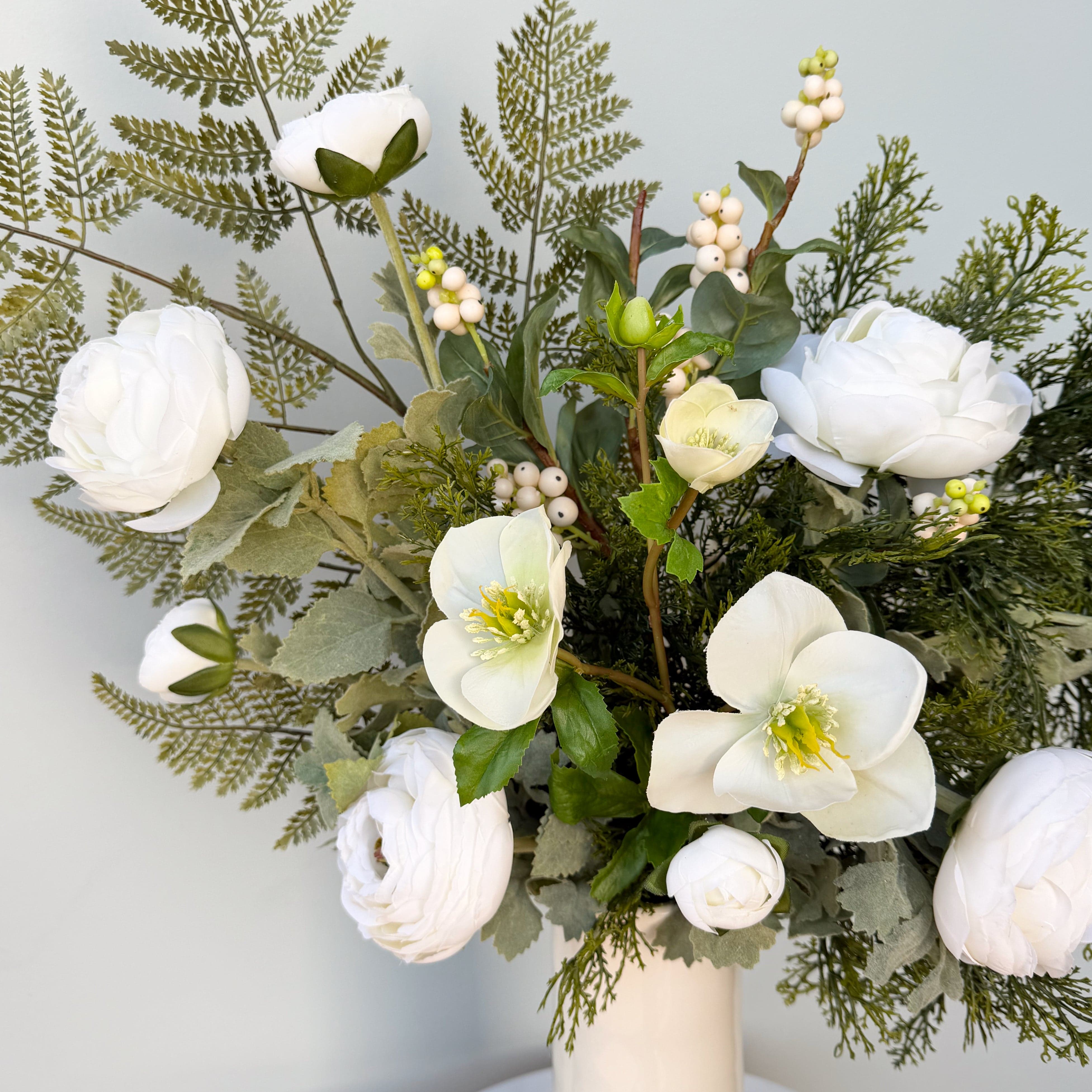 Artificial flowers luxury lifelike faux Winter Woodland Artificial Flower Arrangement realistic silk bouquet buy online from The Faux Flower Company