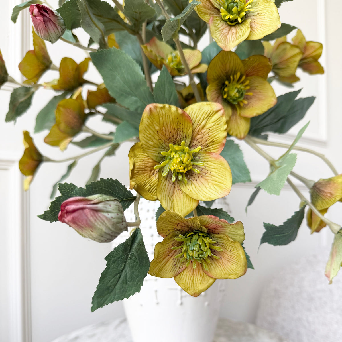 Realistic Artificial Green Hellebore Spray ABX4516GR by The Faux Flower Company