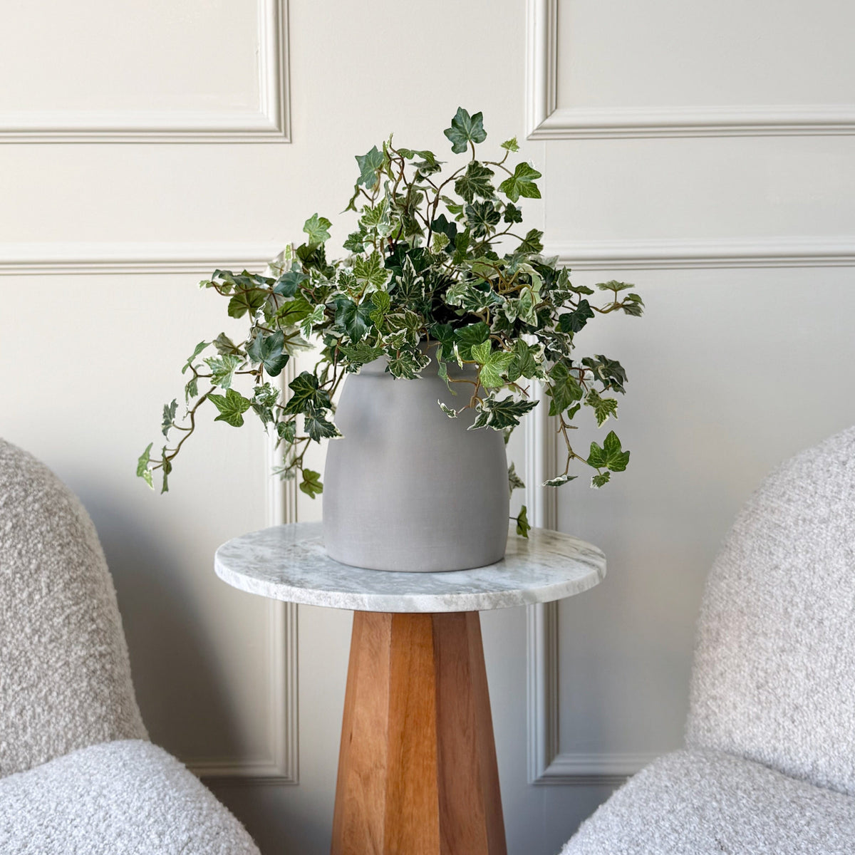 Realistic Artificial Green & White Ivy In Pot AHCH-2368 by The Faux Flower Company