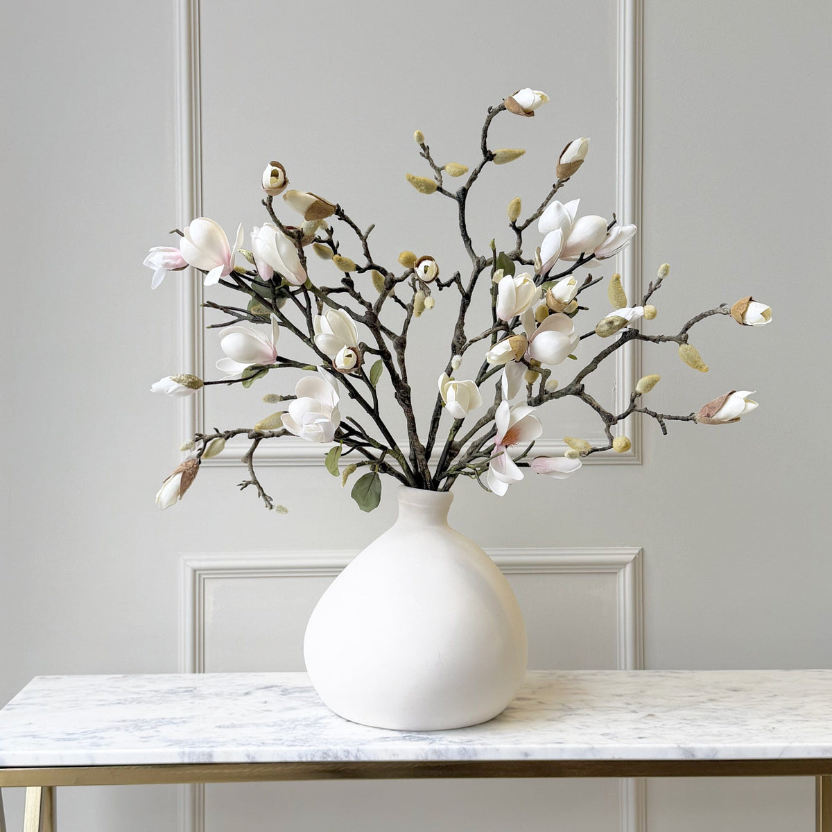 Realistic Artificial Mixed Magnolia Flower Arrangement by The Faux Flower Company