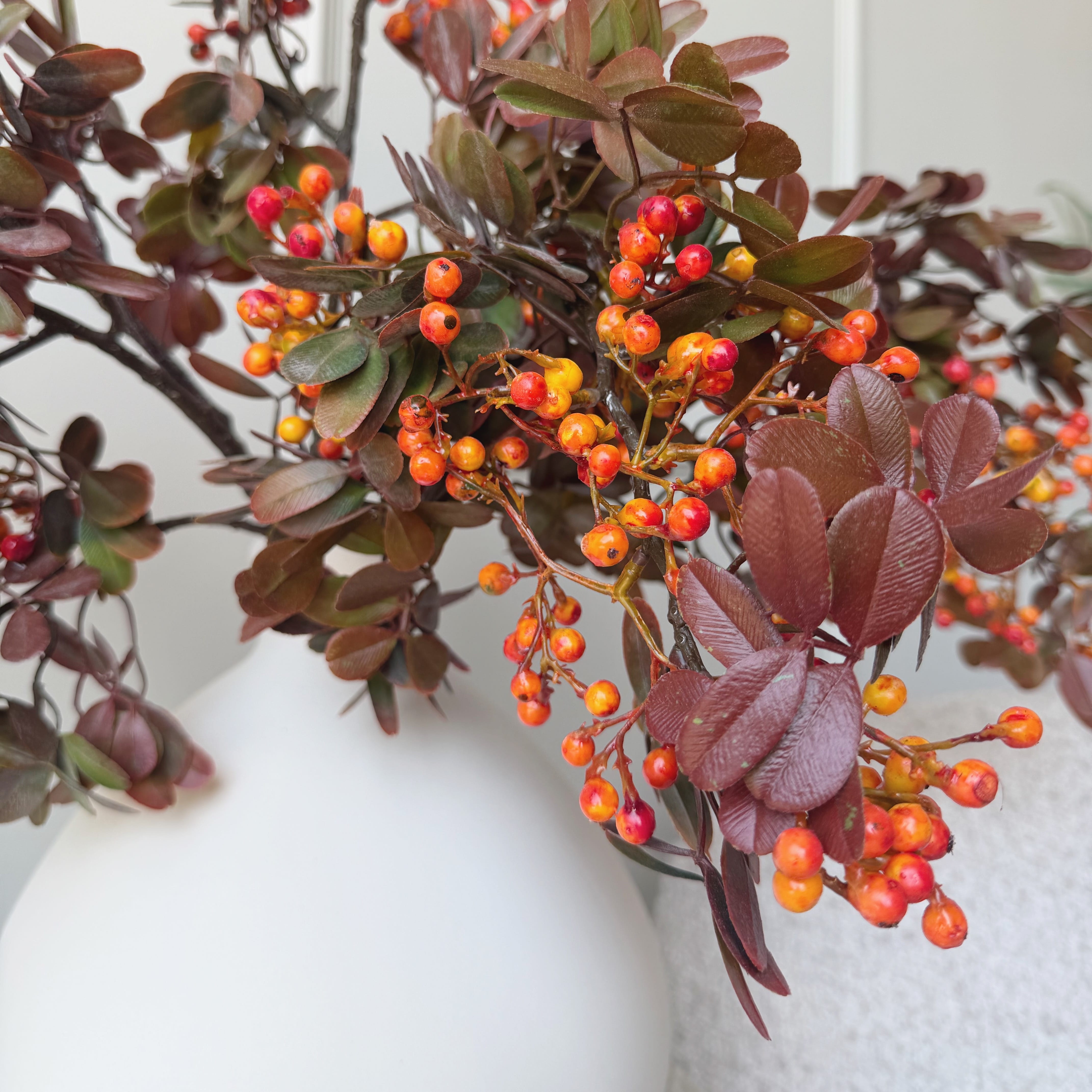 Realistic Artificial Orange Berry & Leaf Spray AHCH-2271 by The Faux Flower Company