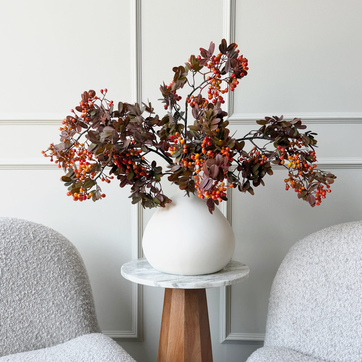 Realistic Artificial Orange Berry & Leaf Spray AHCH-2271 by The Faux Flower Company