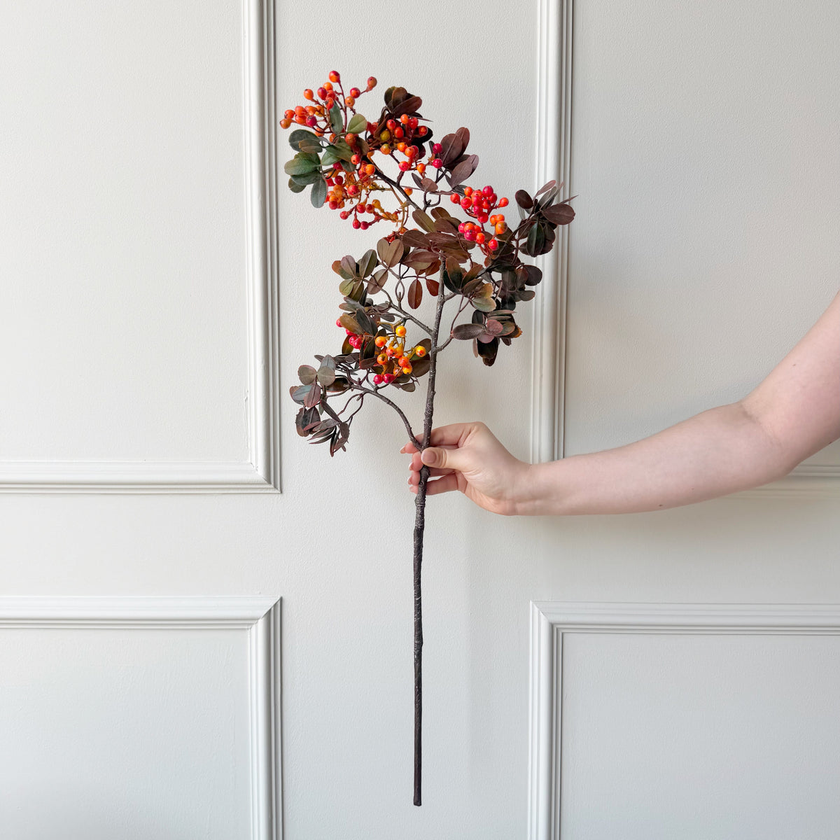 Realistic Artificial Orange Berry & Leaf Spray AHCH-2271 by The Faux Flower Company