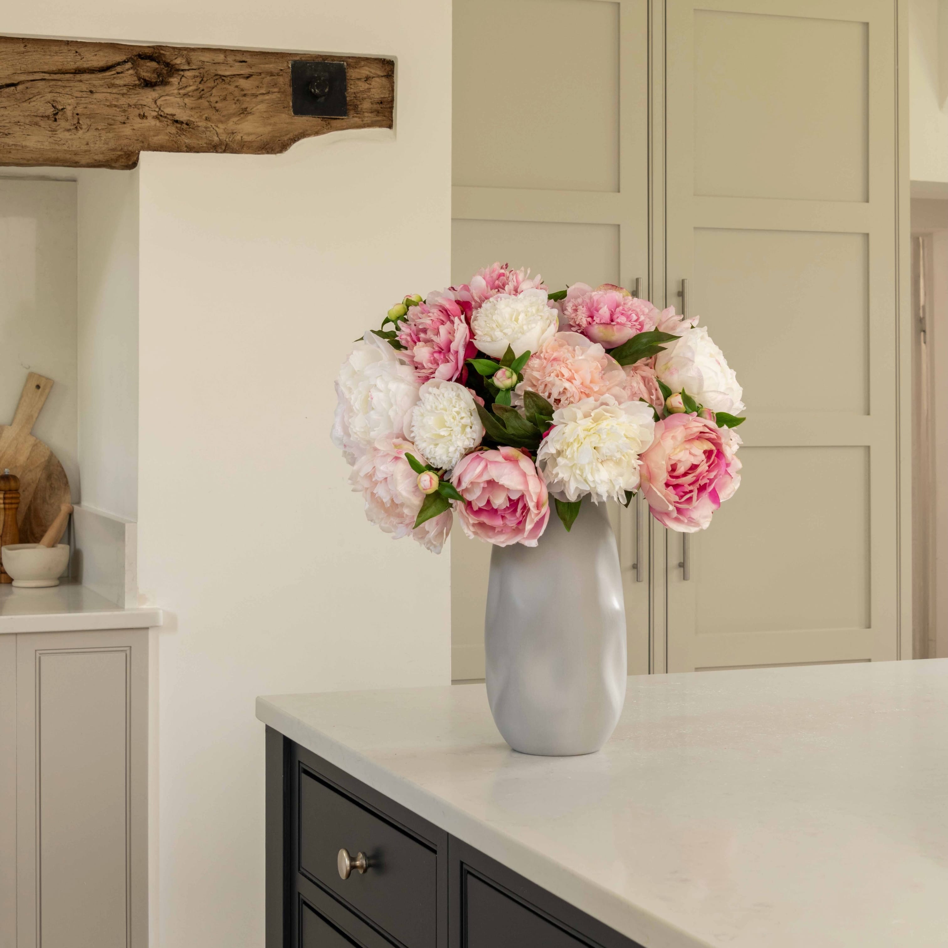 Realistic Artificial Pink & White Peony Arrangement by The Faux Flower Company
