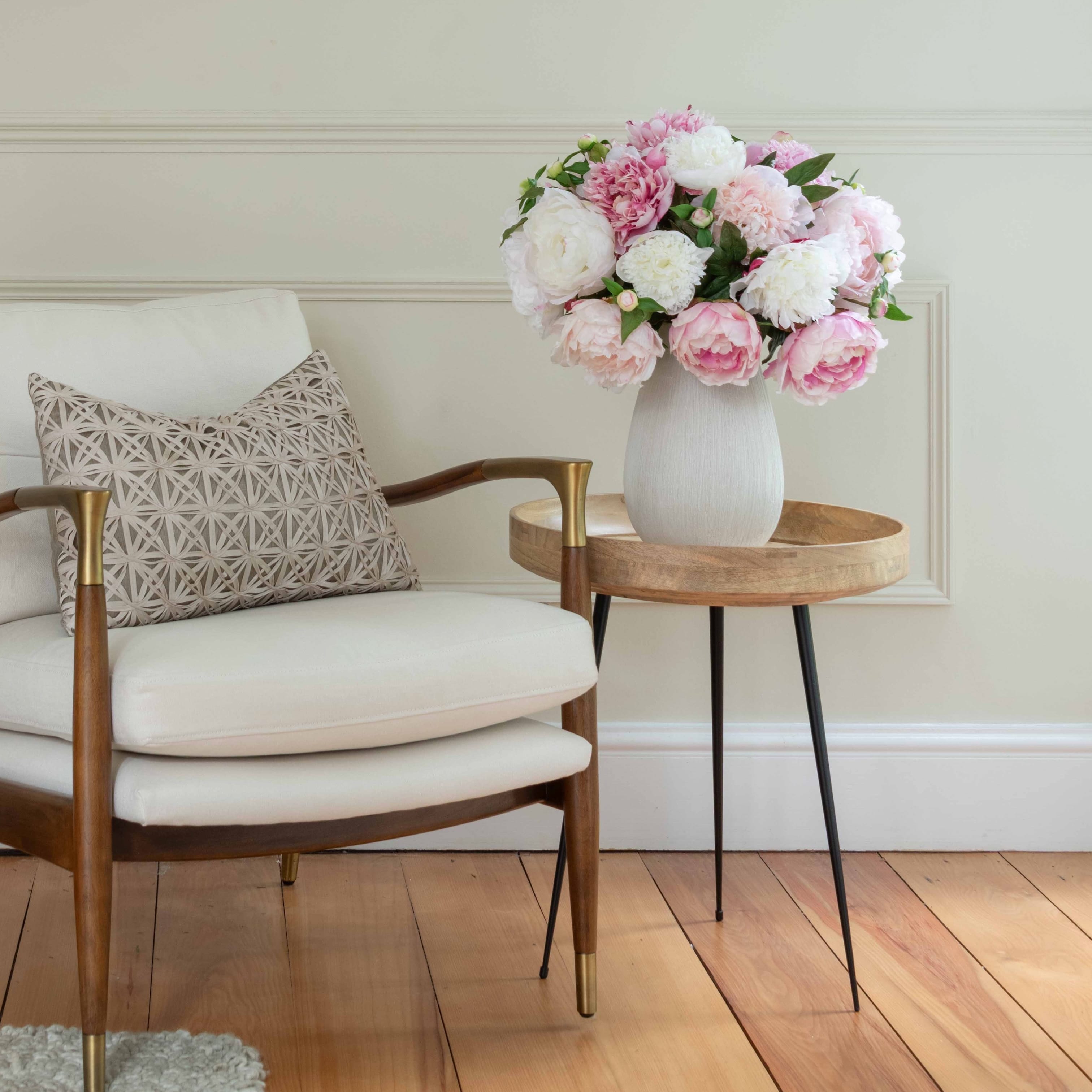 Realistic Artificial Pink & White Peony Arrangement by The Faux Flower Company