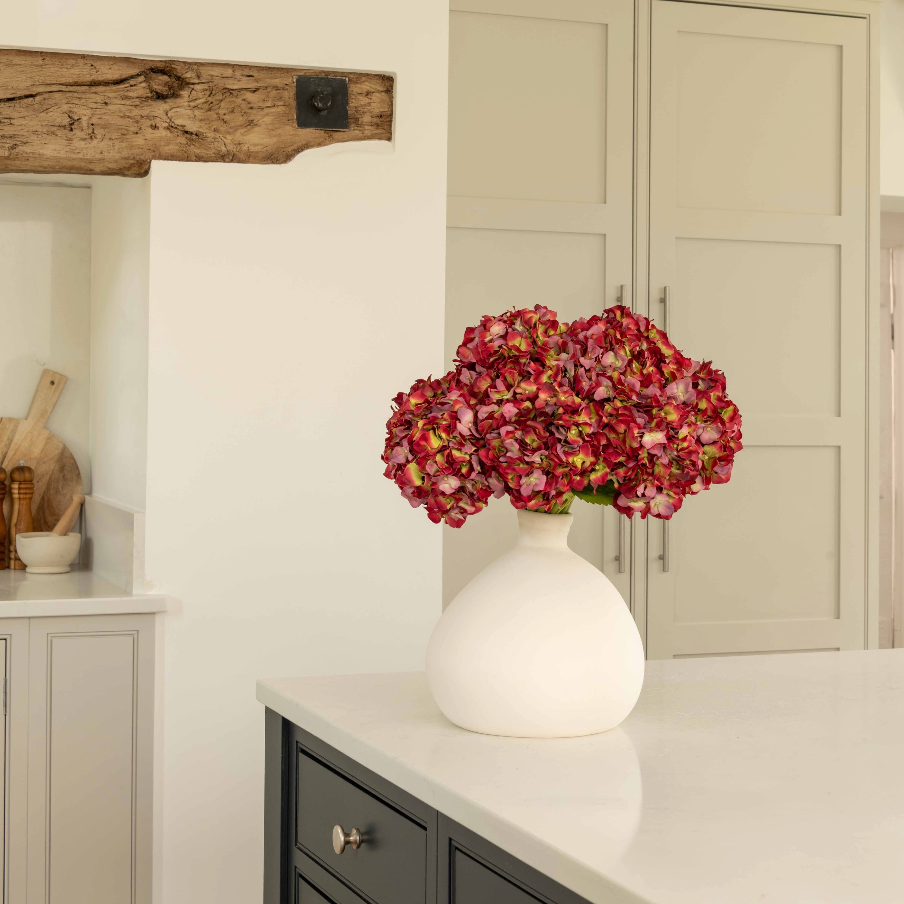 Realistic Artificial Red Dried Hydrangea ABY5070RD by The Faux Flower Company
