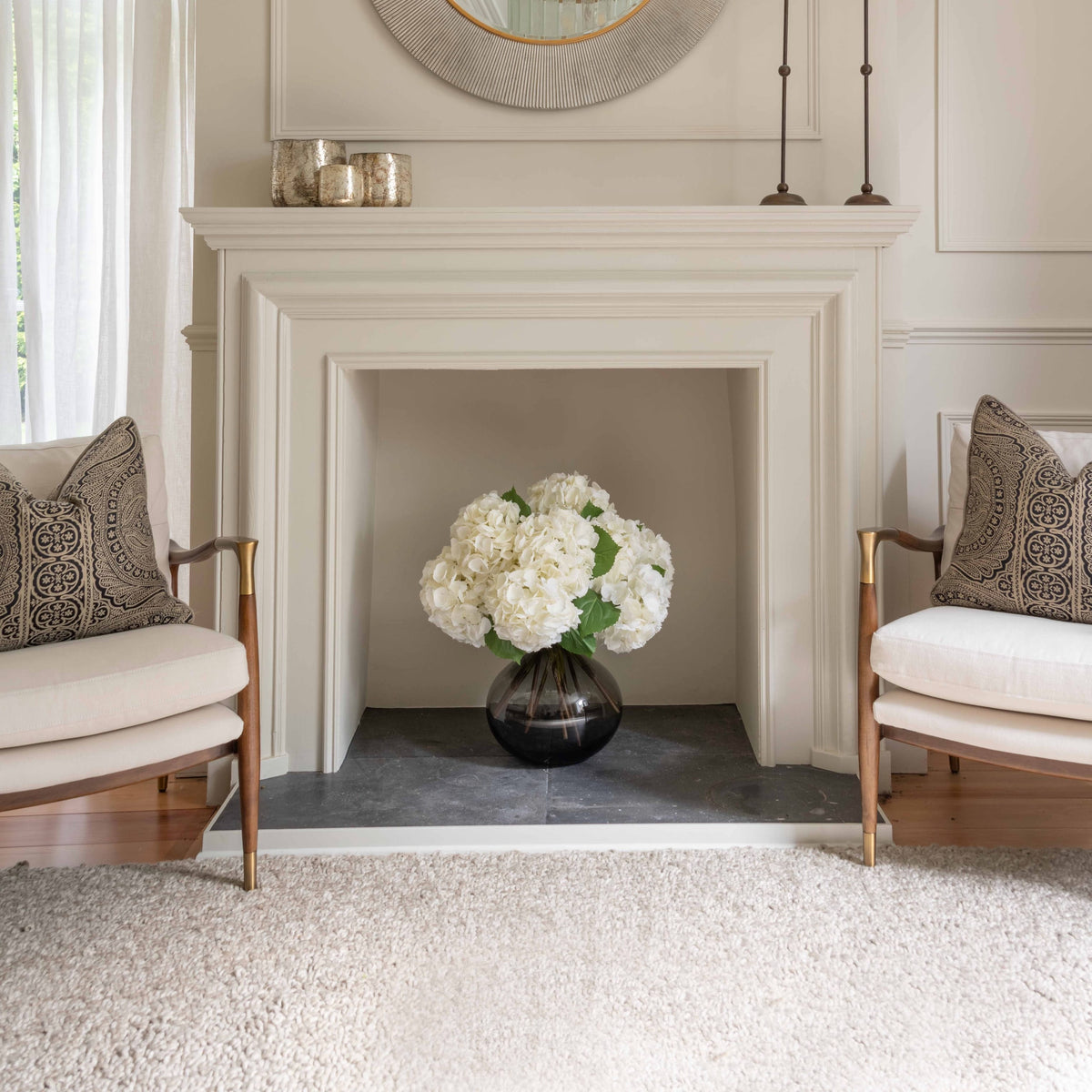 Realistic Artificial White Hydrangea by The Faux Flower Company