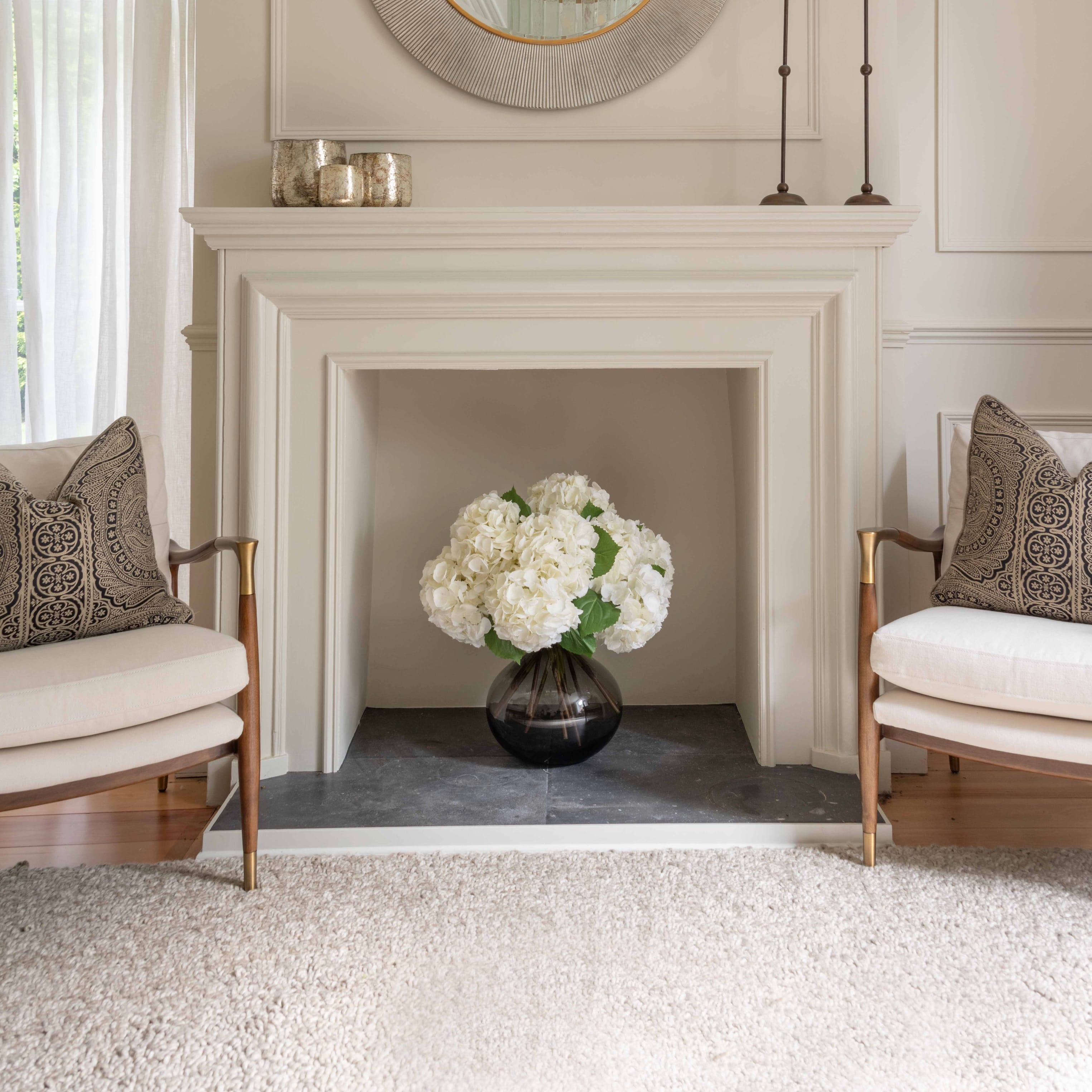 Realistic Artificial White Hydrangea by The Faux Flower Company