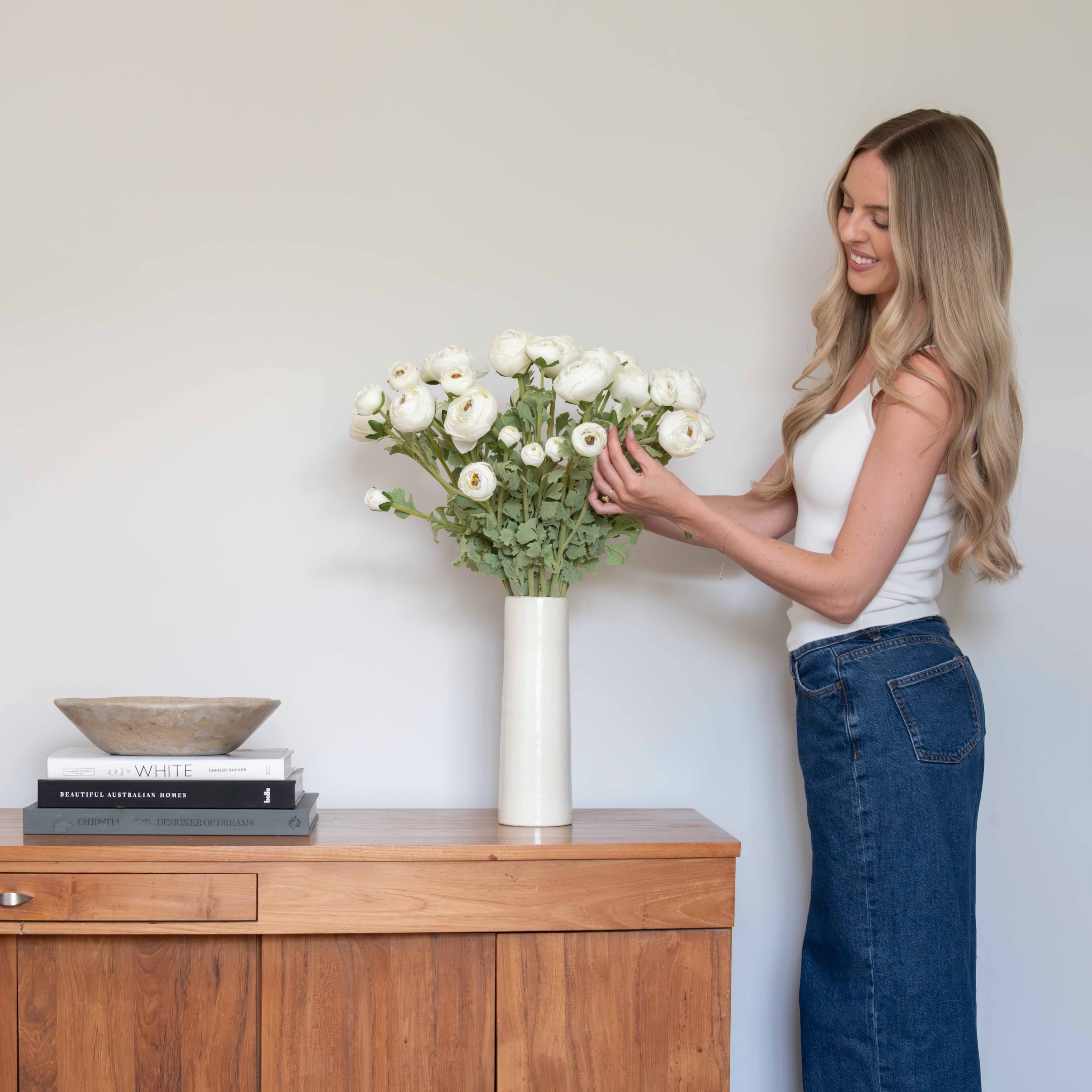 Realistic Artificial White Ranunculus Spray ABX8534WH by The Faux Flower Company