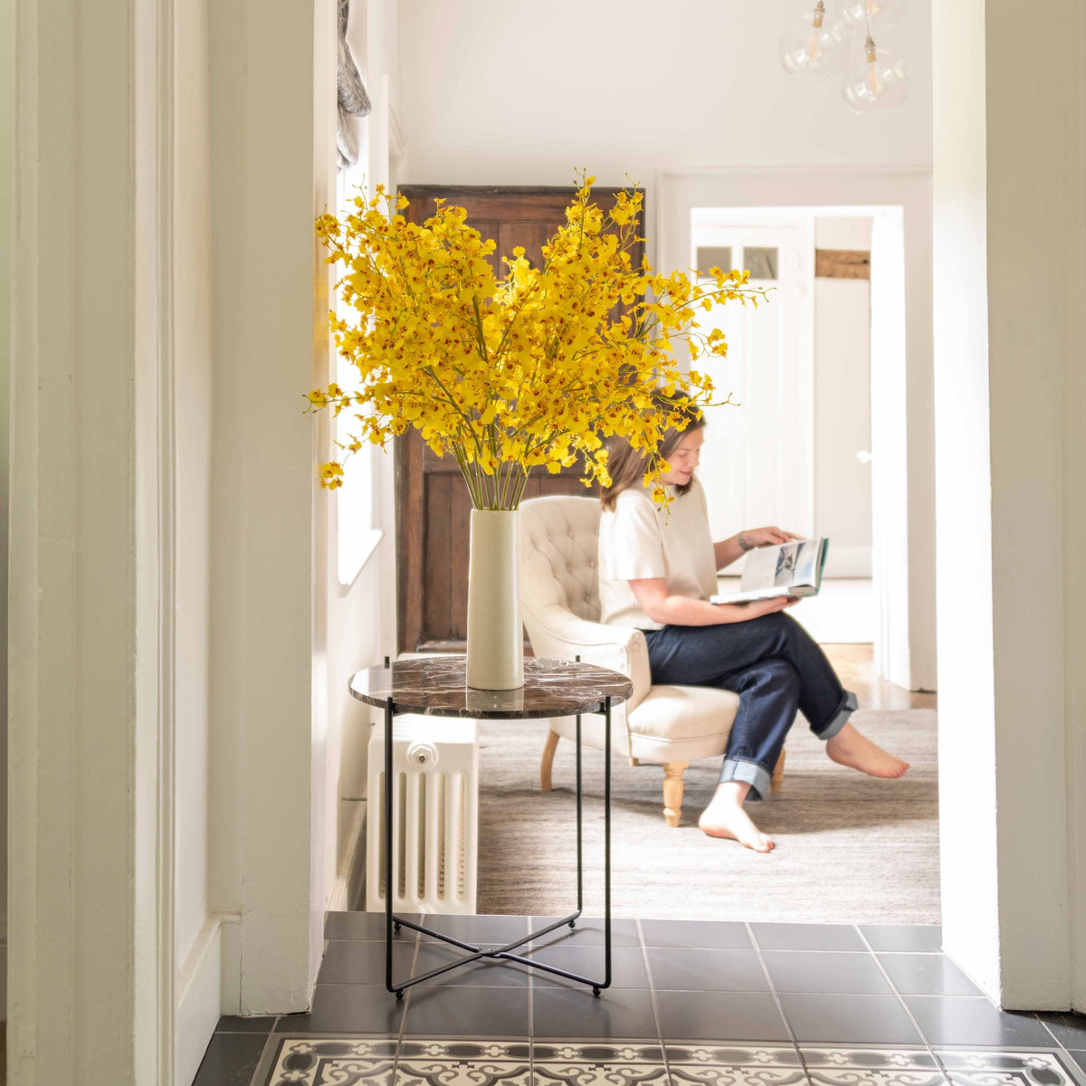 Realistic Artificial Yellow Oncidium Orchid ABY7044YL by The Faux Flower Company