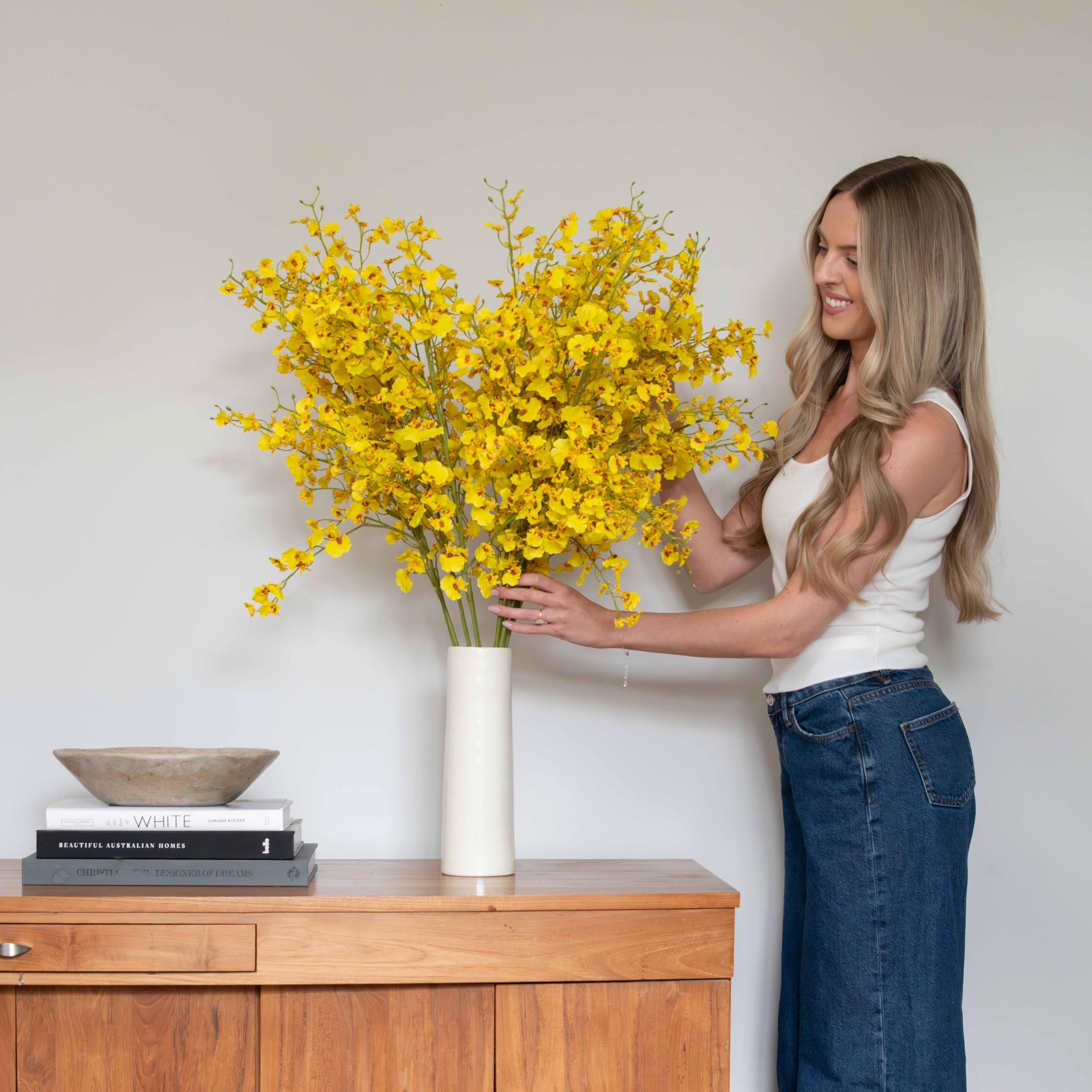 Realistic Artificial Yellow Oncidium Orchid ABY7044YL by The Faux Flower Company
