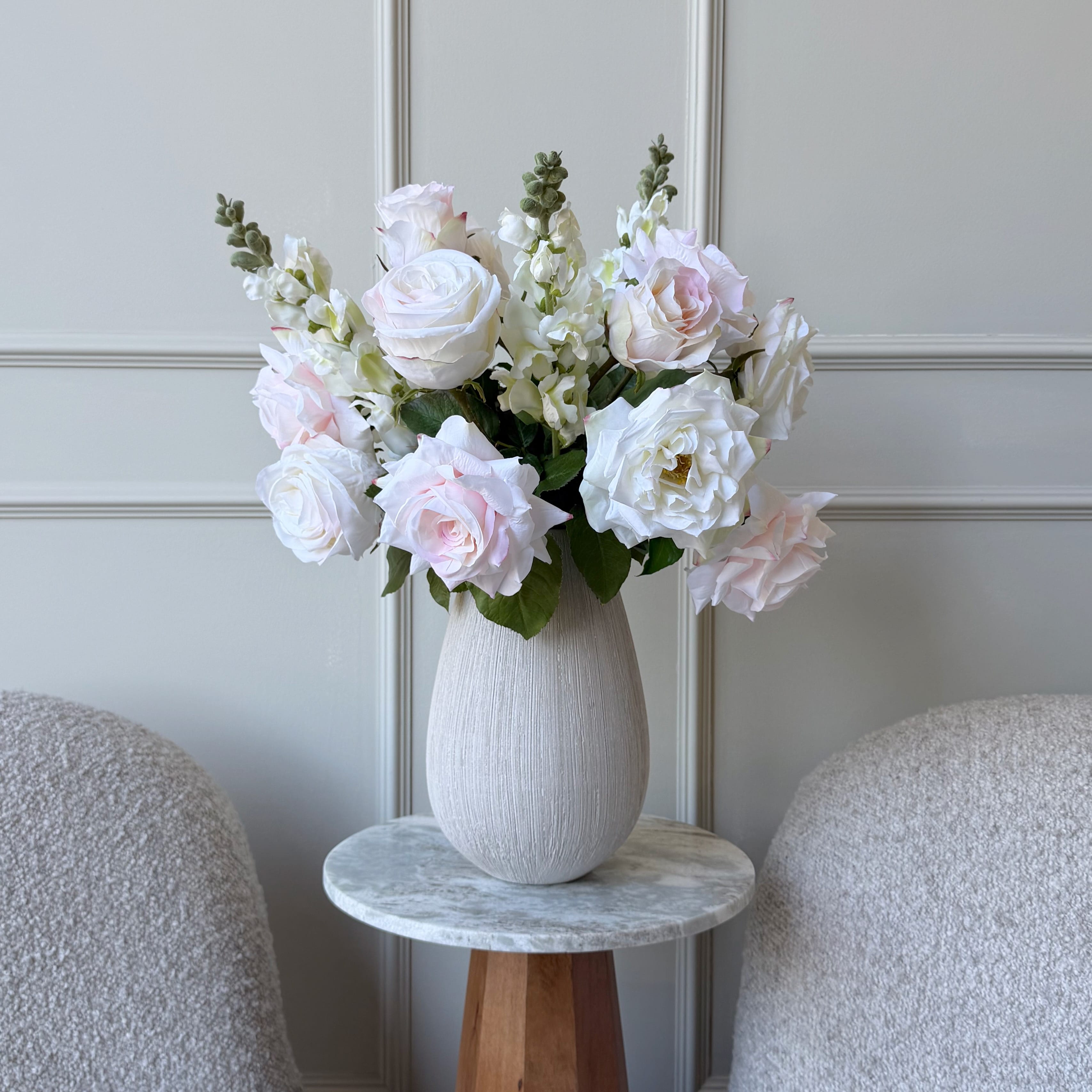 Realistic Barely Blush Artificial Flower Arrangement by The Faux Flower Company