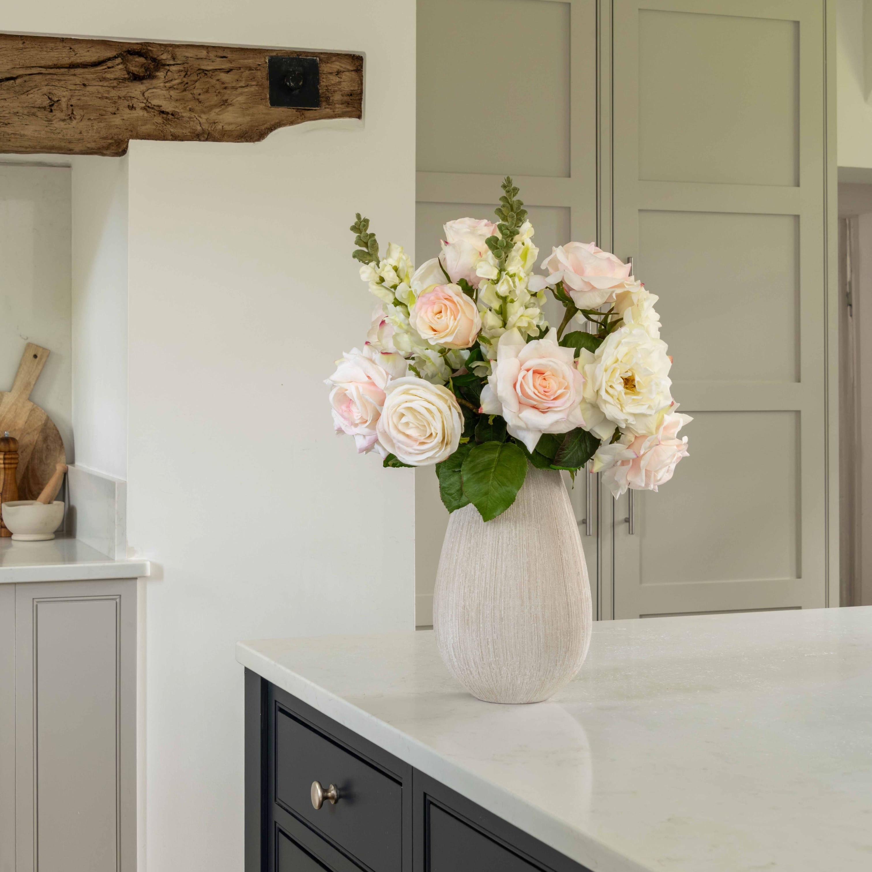 Realistic Barely Blush Artificial Flower Arrangement by The Faux Flower Company