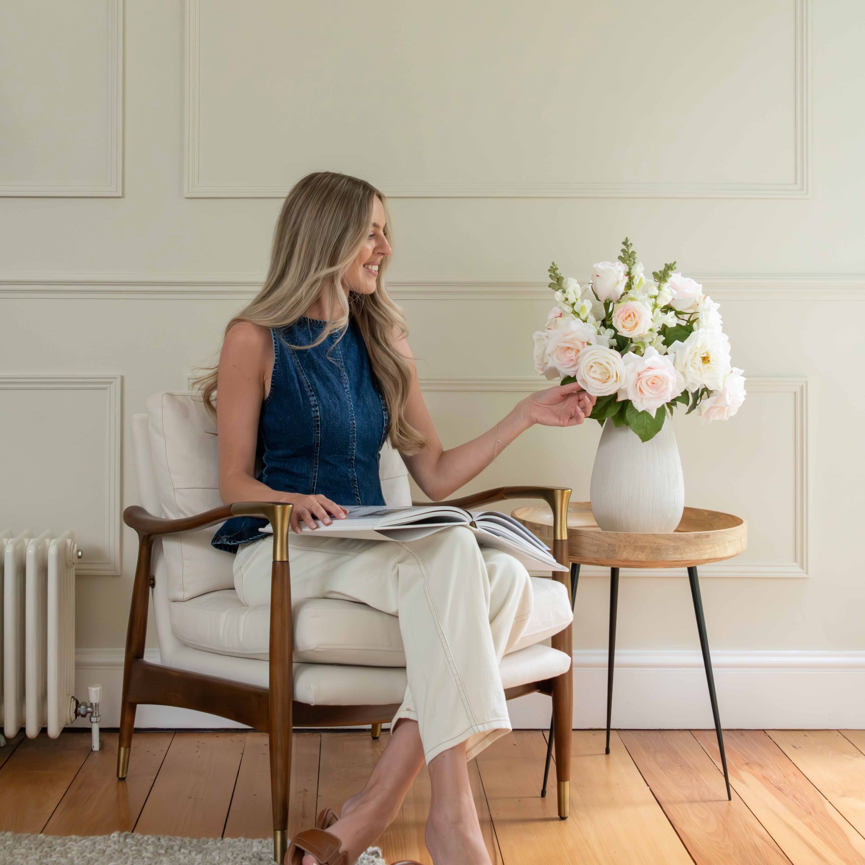 Realistic Barely Blush Artificial Flower Arrangement by The Faux Flower Company