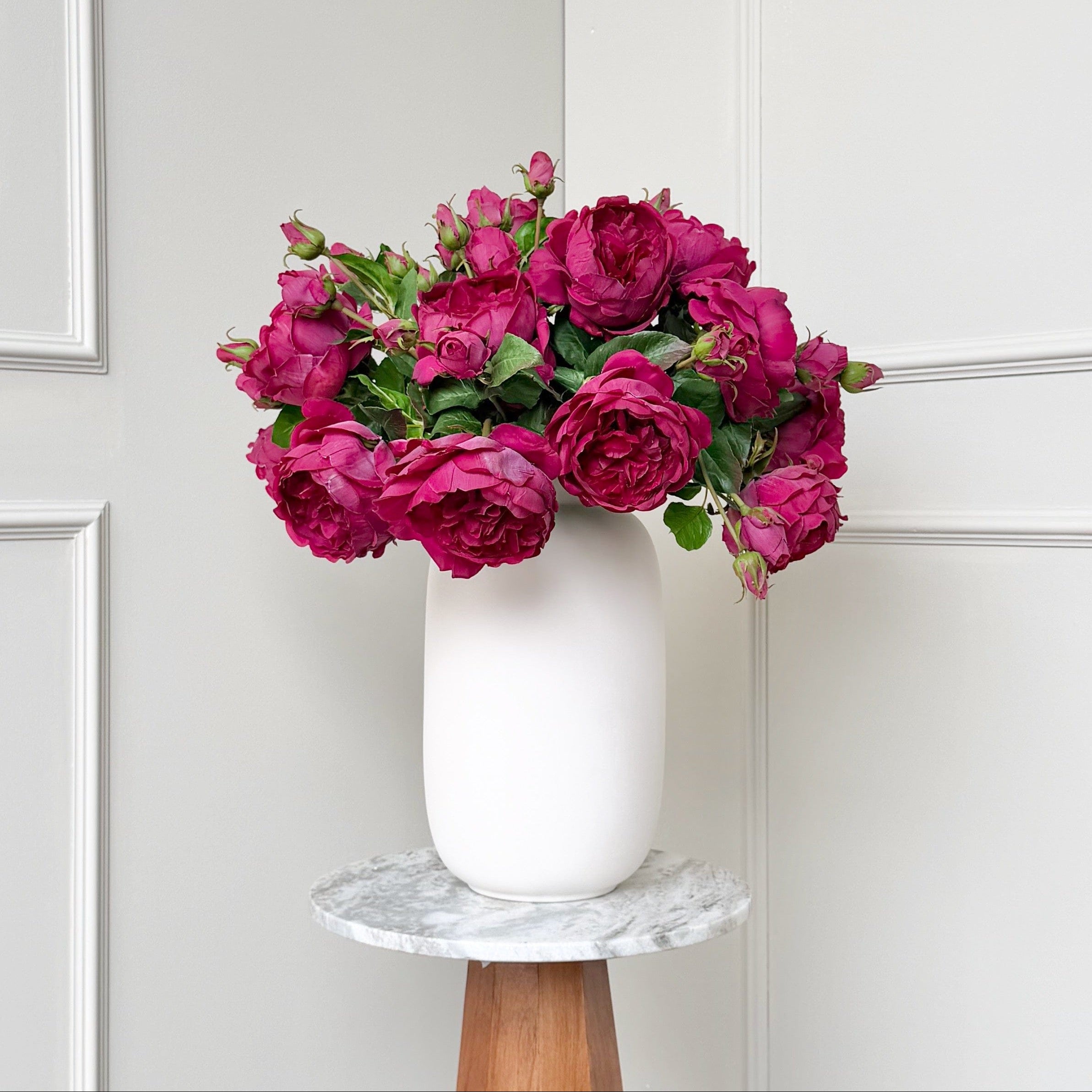 Realistic Deluxe Artificial Burgundy Rose Hand-Tied Bouquet by The Faux Flower Company