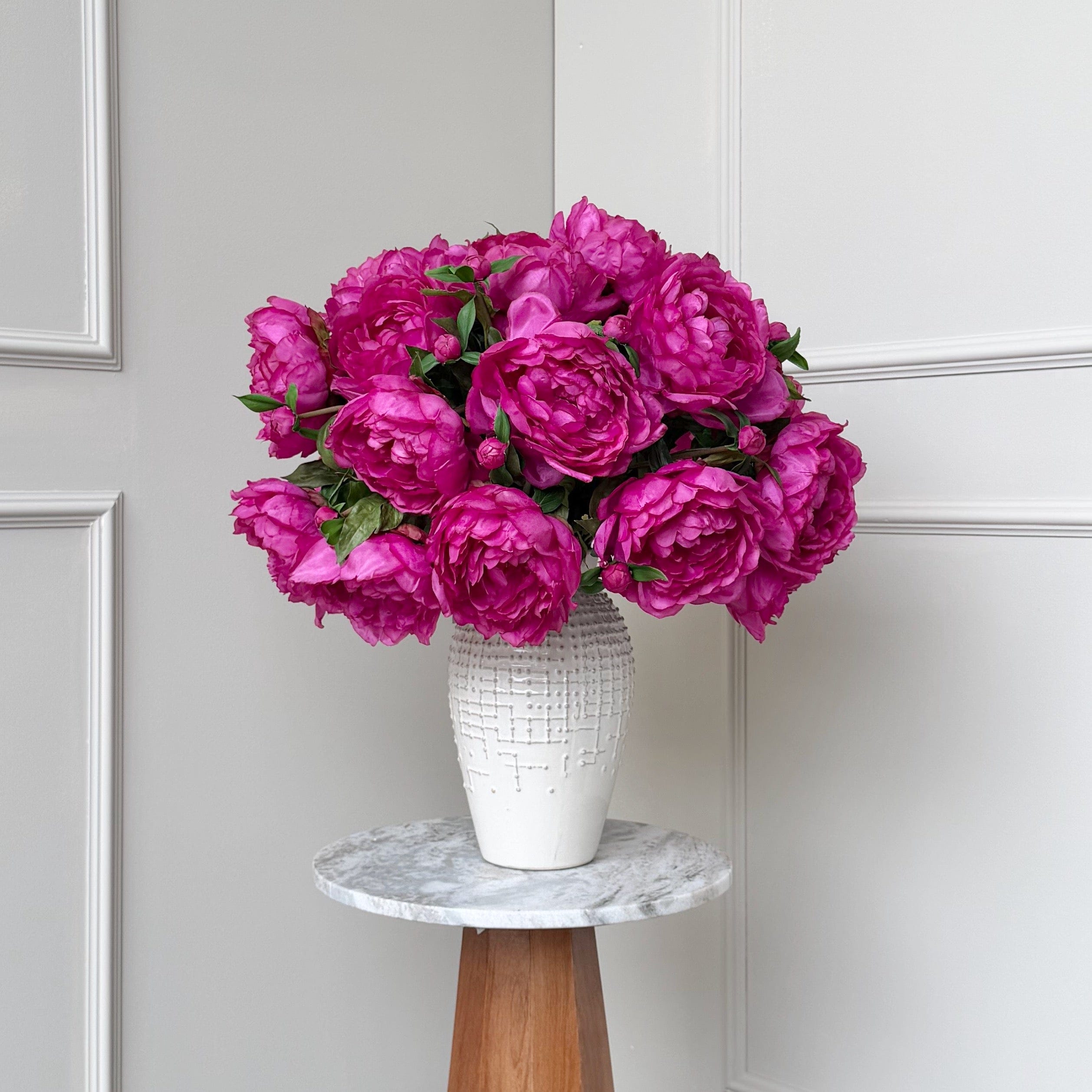 Realistic Deluxe Artificial Fuchsia Peony Hand-Tied Bouquet by The Faux Flower Company