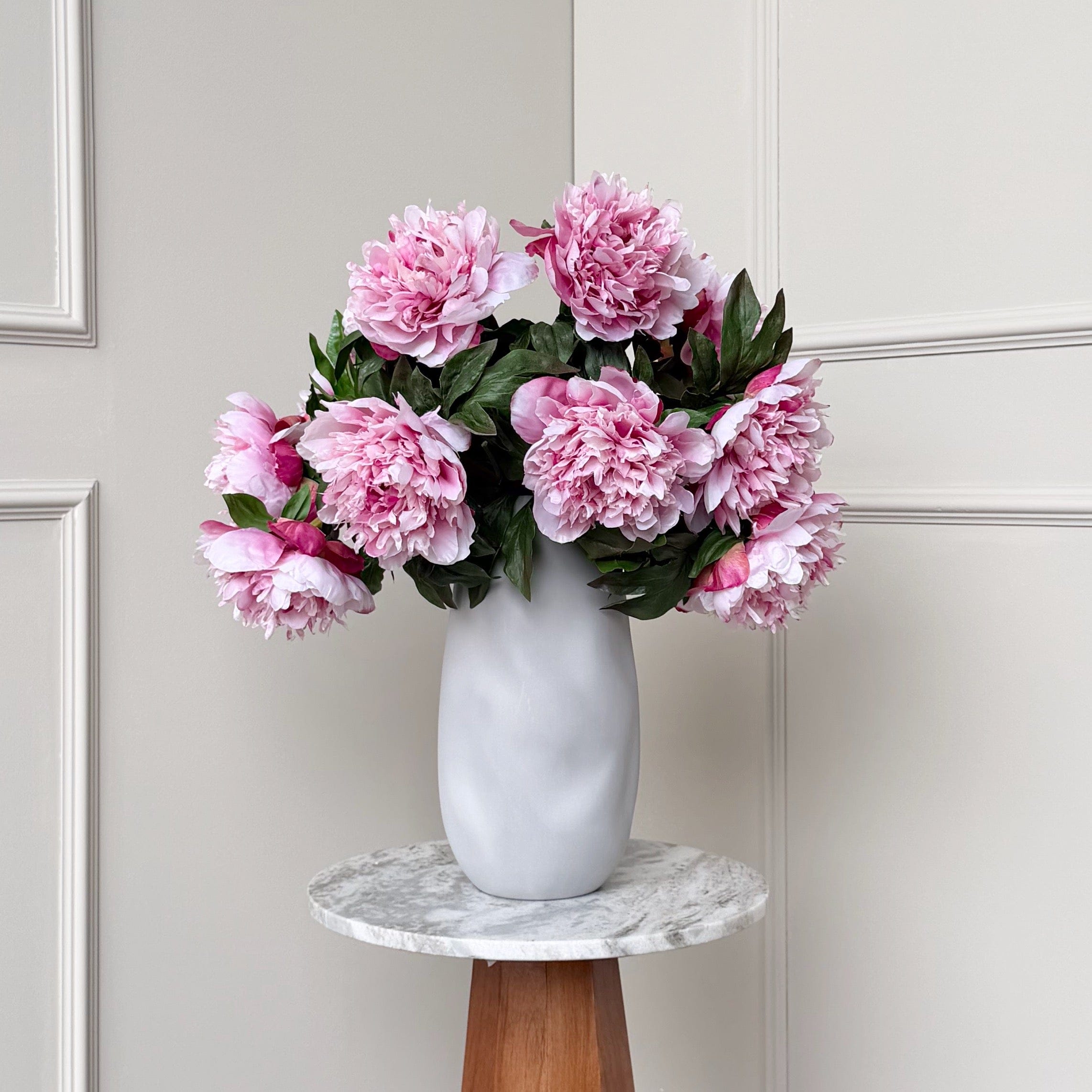 Realistic Deluxe Artificial Pink Peony Hand-Tied Bouquet by The Faux Flower Company