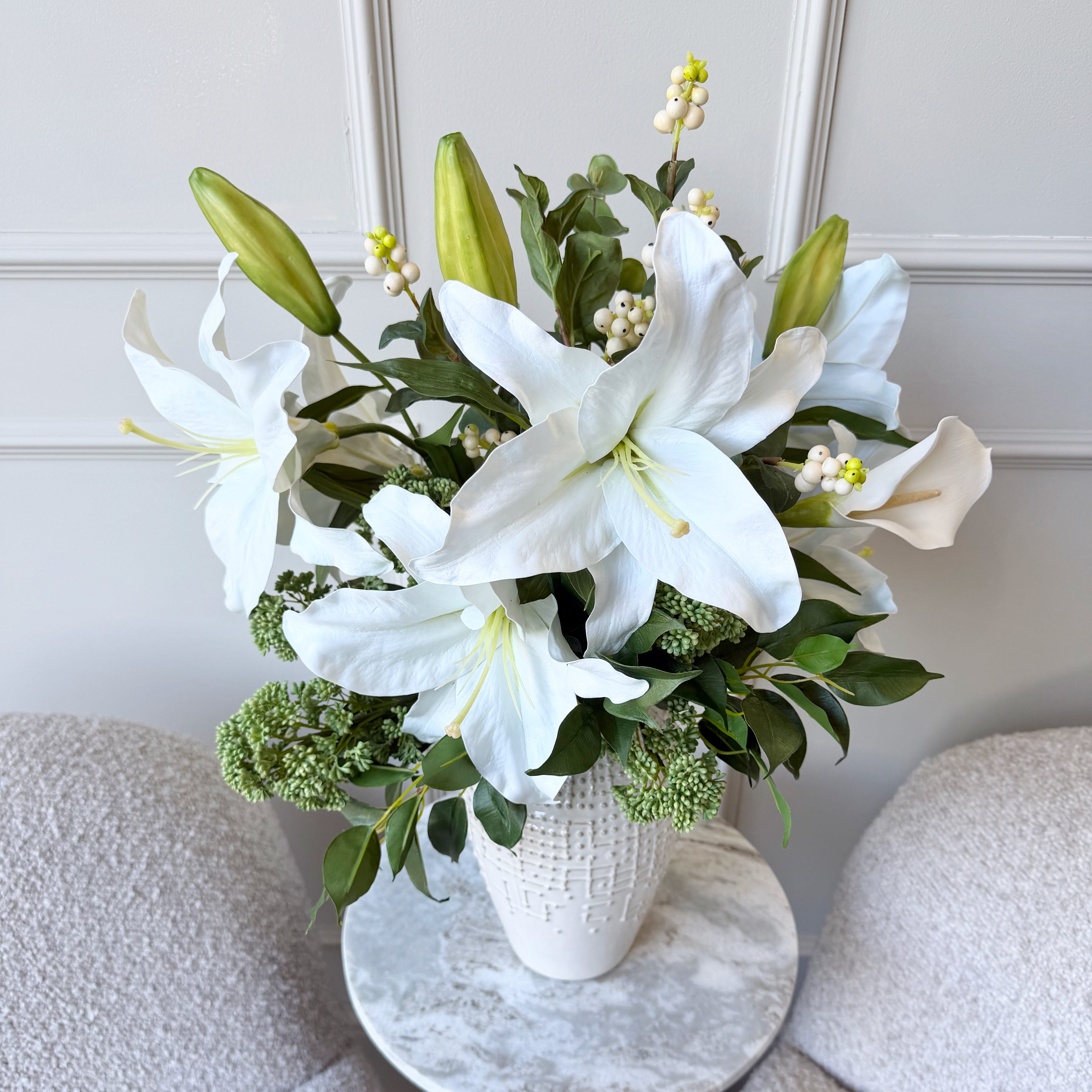 Realistic Fresh Linen Artificial Flower Arrangement by The Faux Flower Company